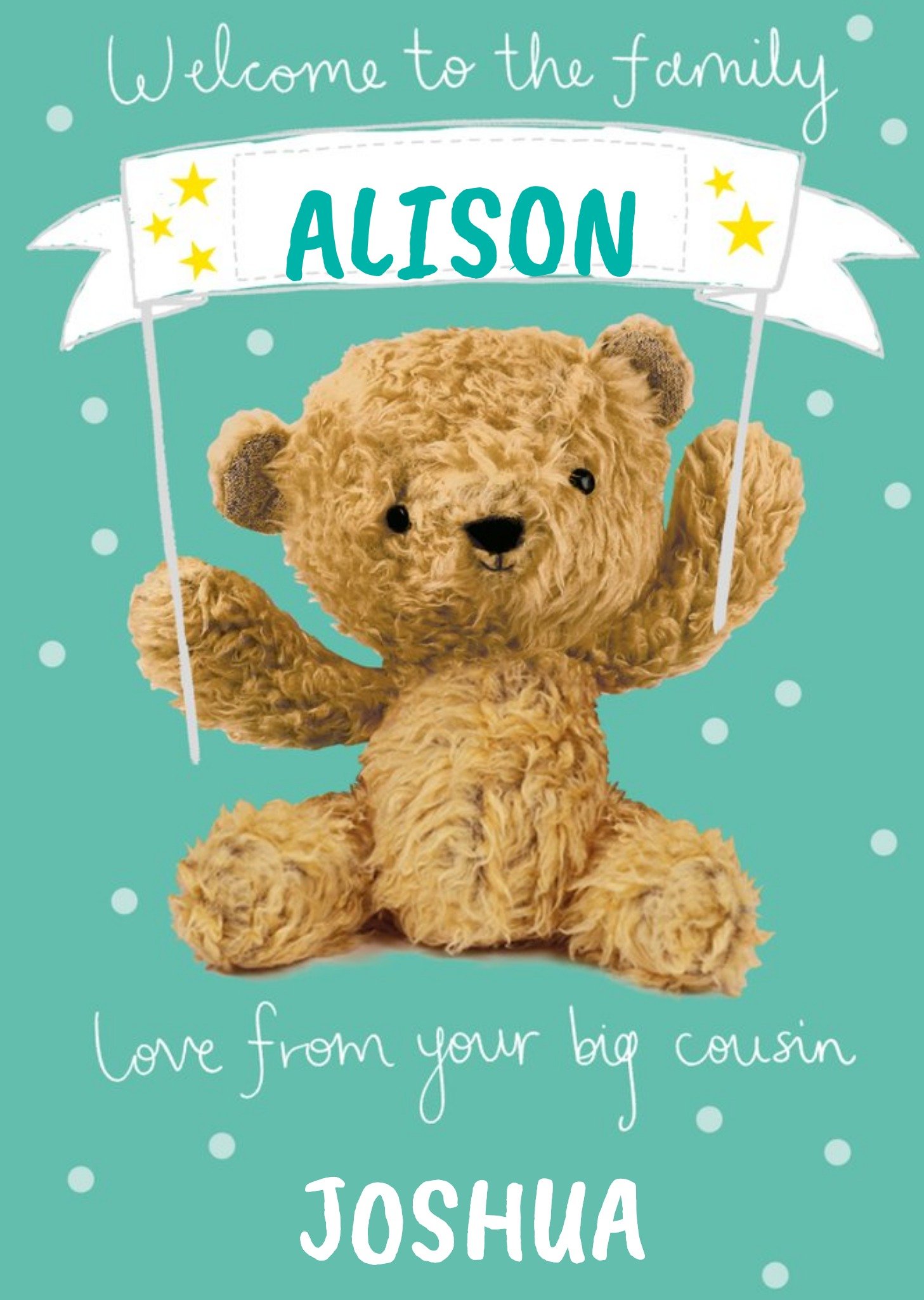 Moonpig Clintons Teddy Bear Cute New Baby Card, Large
