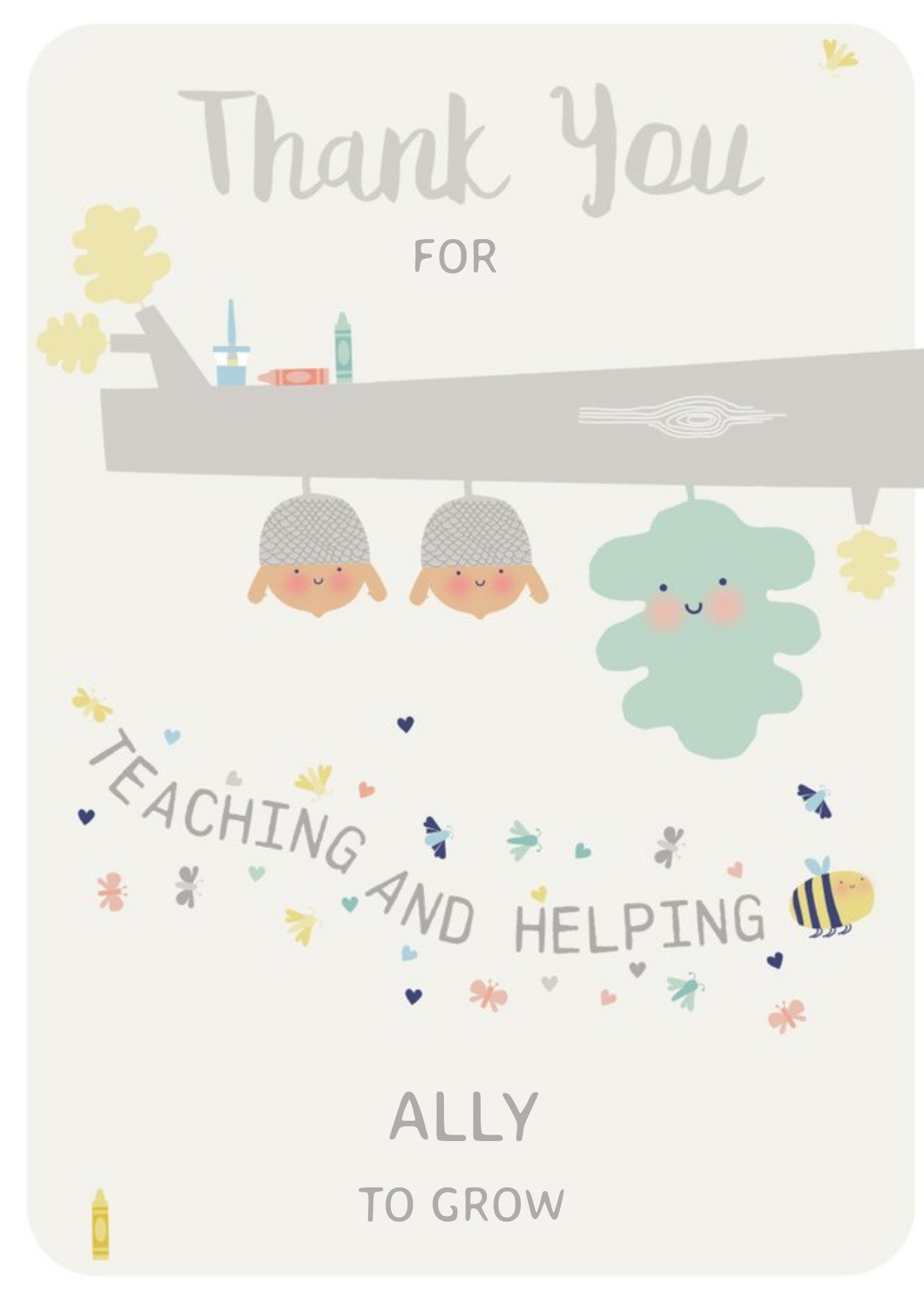 Little Acorns Thank You For Helping To Grow Personalised Thank You Card Ecard