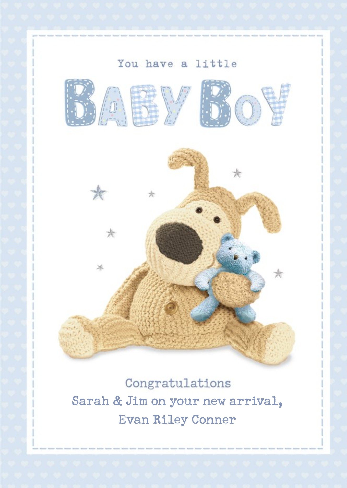 Cute New Baby Boy Boofle Card, Large