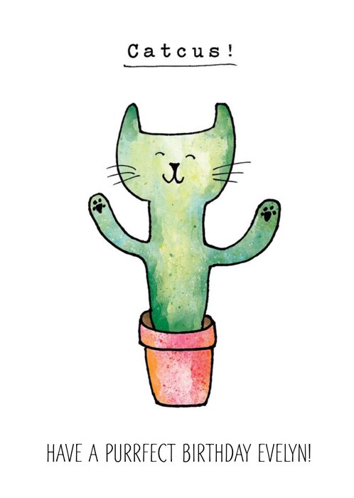 Funny cat cactus Catcus Birthday Card