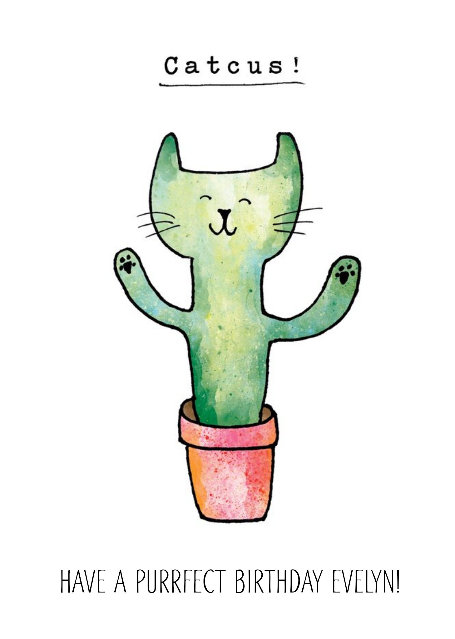 Moonpig Funny Cat Cactus Catcus Birthday Card, Large