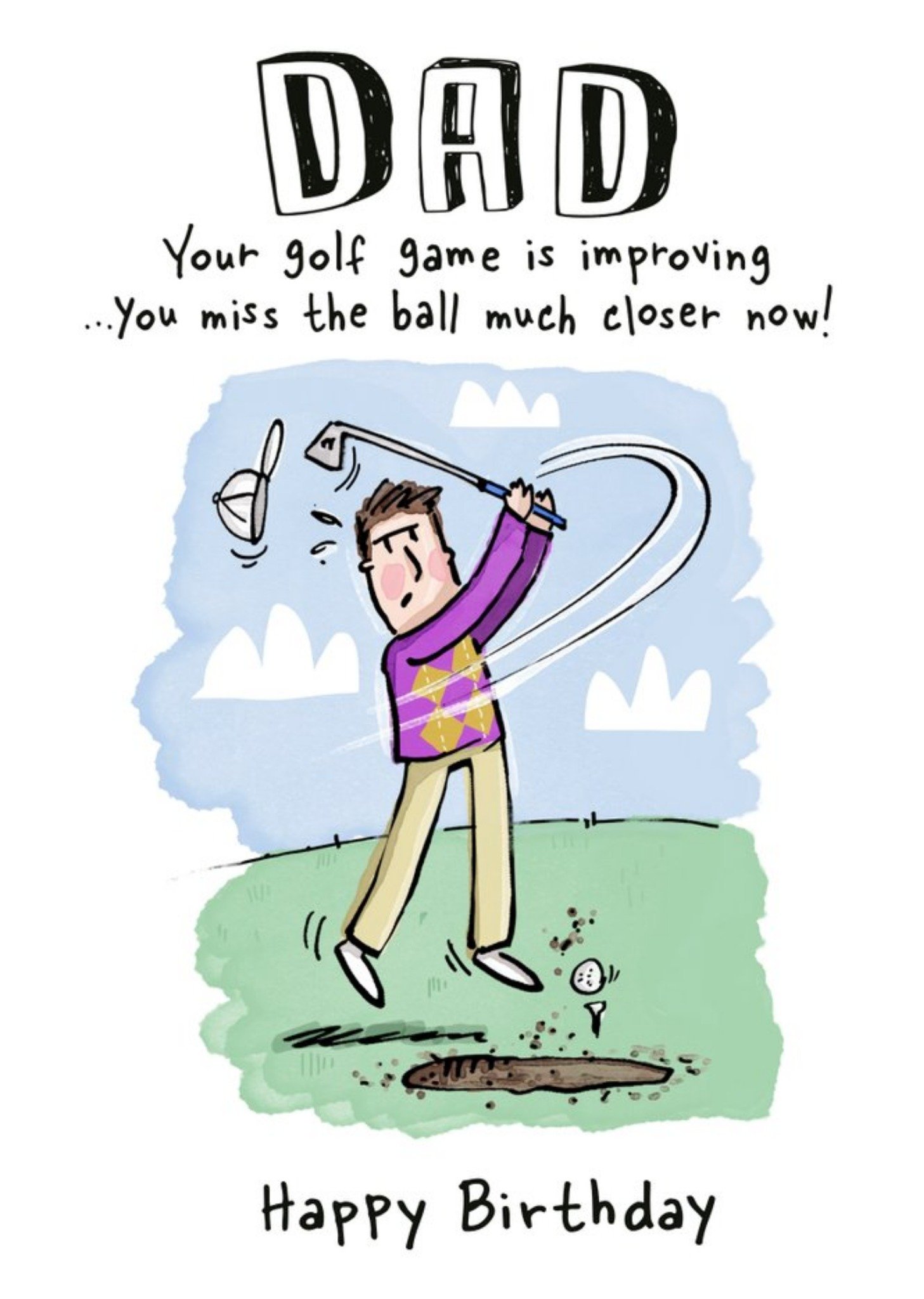 Good Sport Illustrated Funny Golfing Birthday Card Ecard