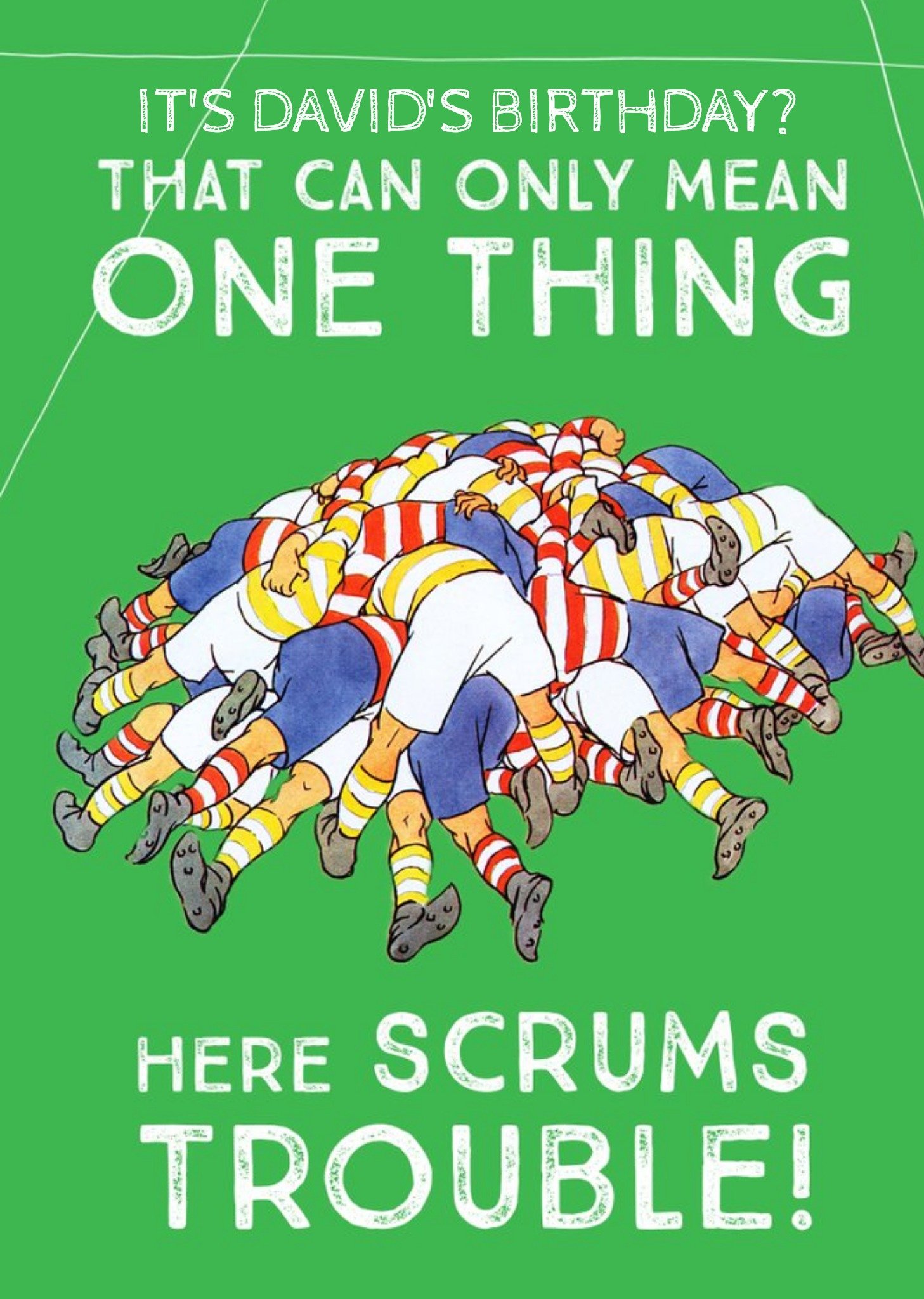 Funny Pun Retro Illustration Rugby Scrum Birthday Card Ecard