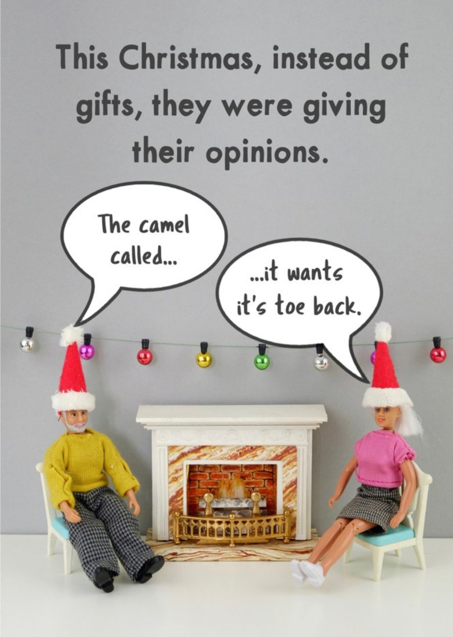 Bold And Bright Funny Dolls Rude Giving Opinions Christmas Card, Large