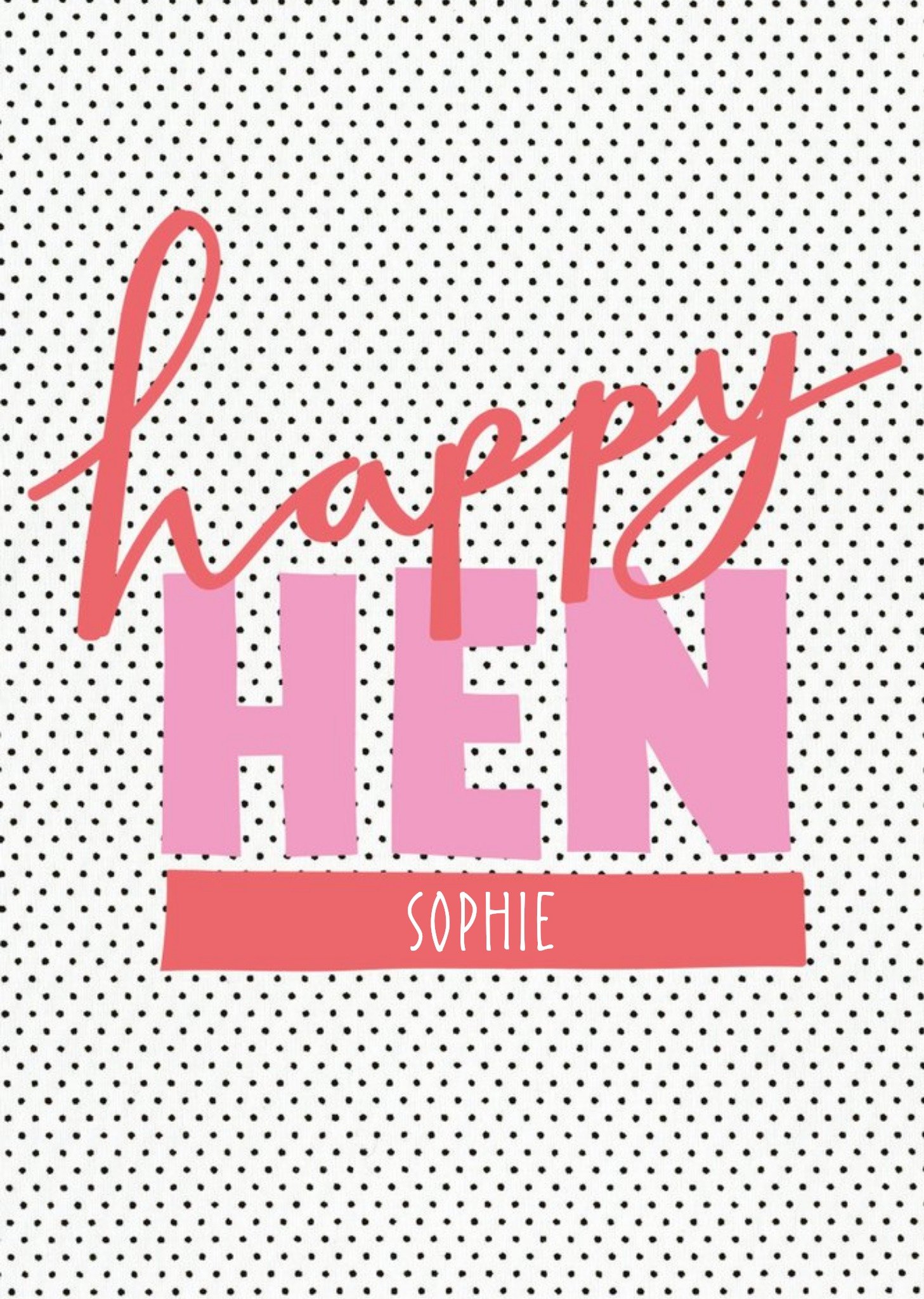 Polka Dot Graphic Hen Party Personalised Card Ecard