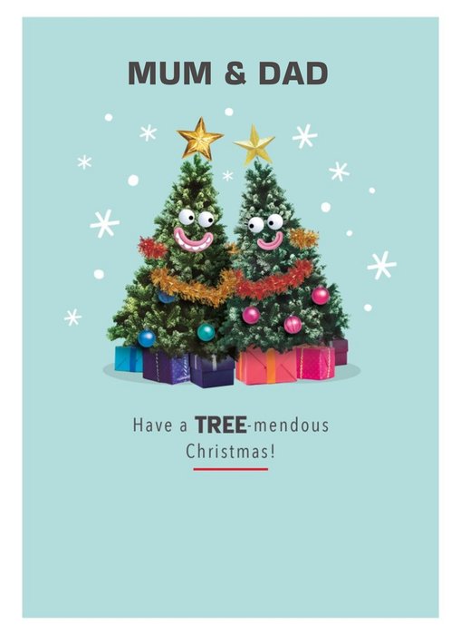 Merry Christmas Tree with Lights Christmas Card Parents
