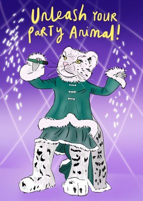 Unleash You Party Animal Lion Singing Illustration Card