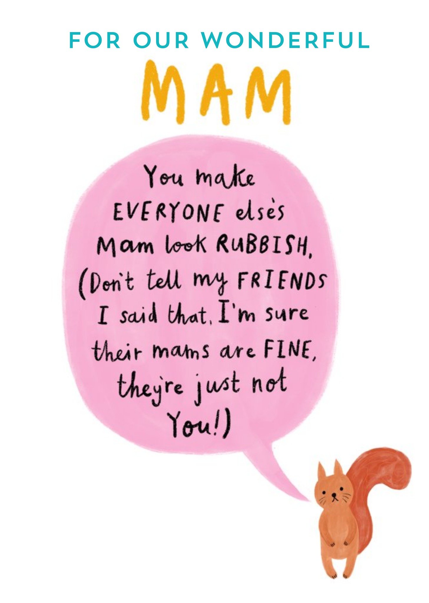 Moonpig Cute Typographic Illustrative Squirrel Mam Birthday Card , Large