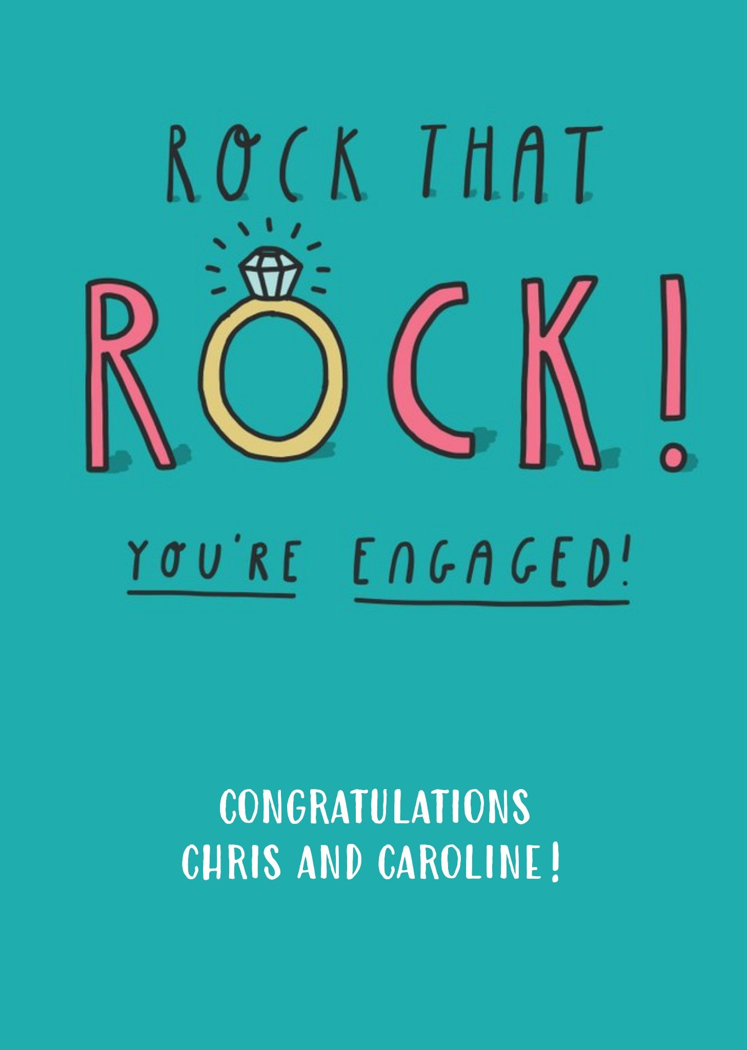Moonpig Rock That Rock Engagement Personalised Card, Large