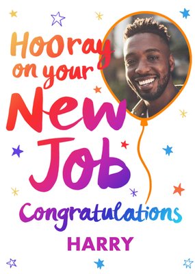 Colourful Typography Surrounded By Stars New Job Photo Upload Card
