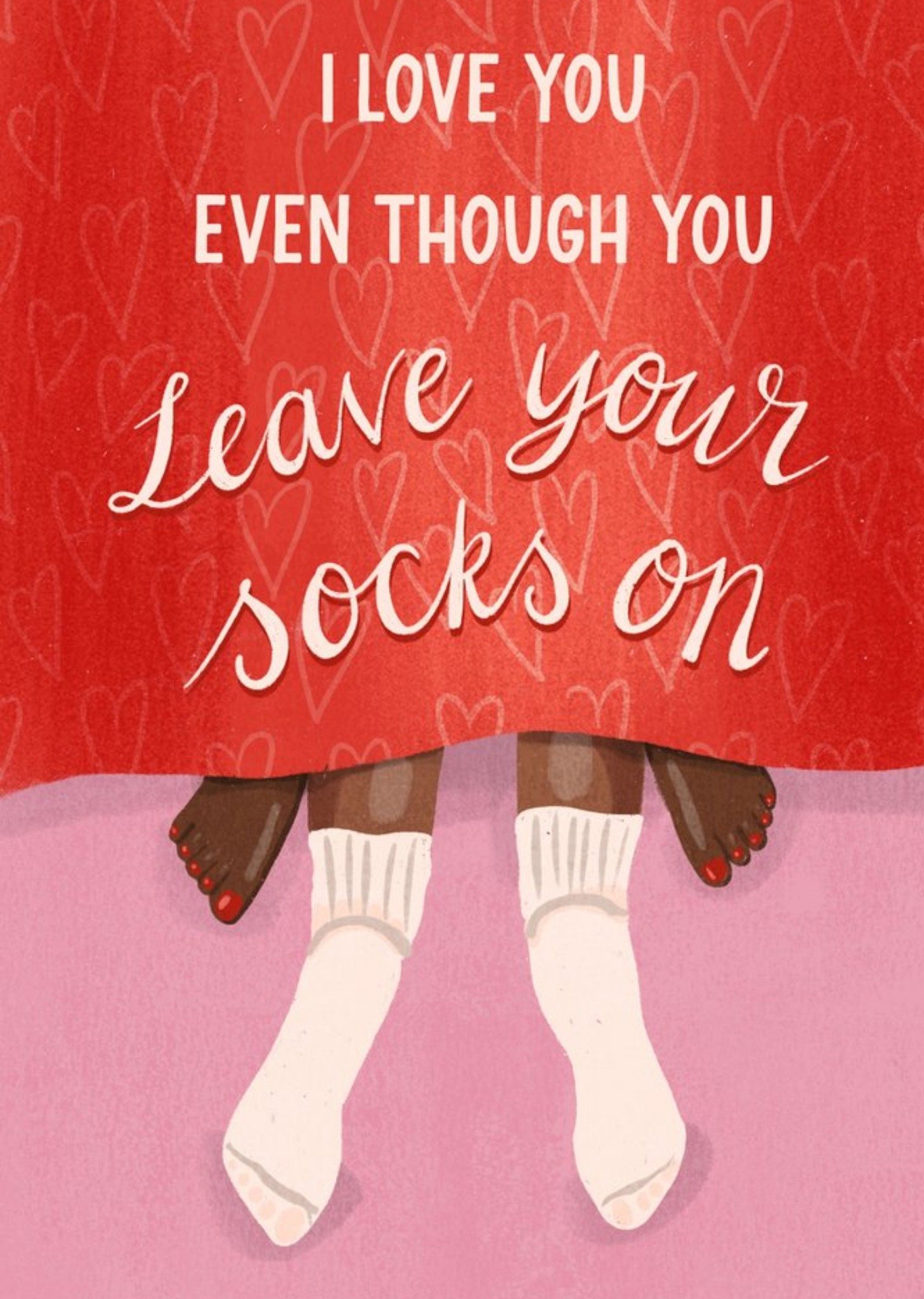 Moonpig Funny I Love You Even Though You Leave Your Socks On Valentine's Day Card, Large