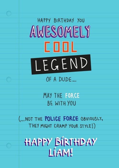 Awesomely Cool Legend Of A Dude Personalised Card