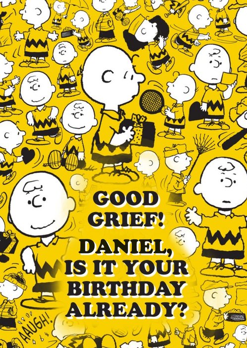 Snoopy Illustrated Charlie Brown Good Grief Birthday Card