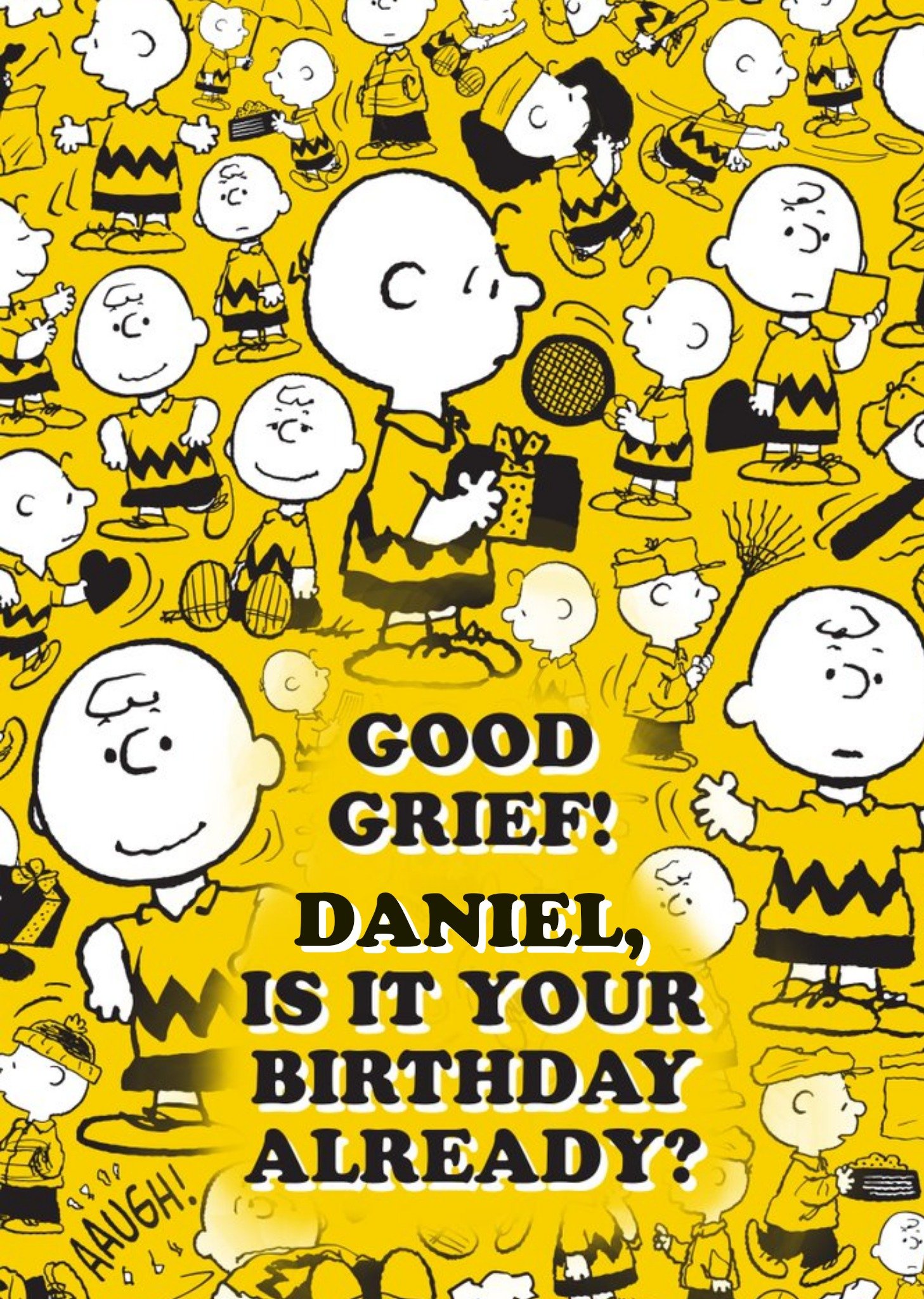 Moonpig Snoopy Illustrated Charlie Brown Good Grief Birthday Card, Large
