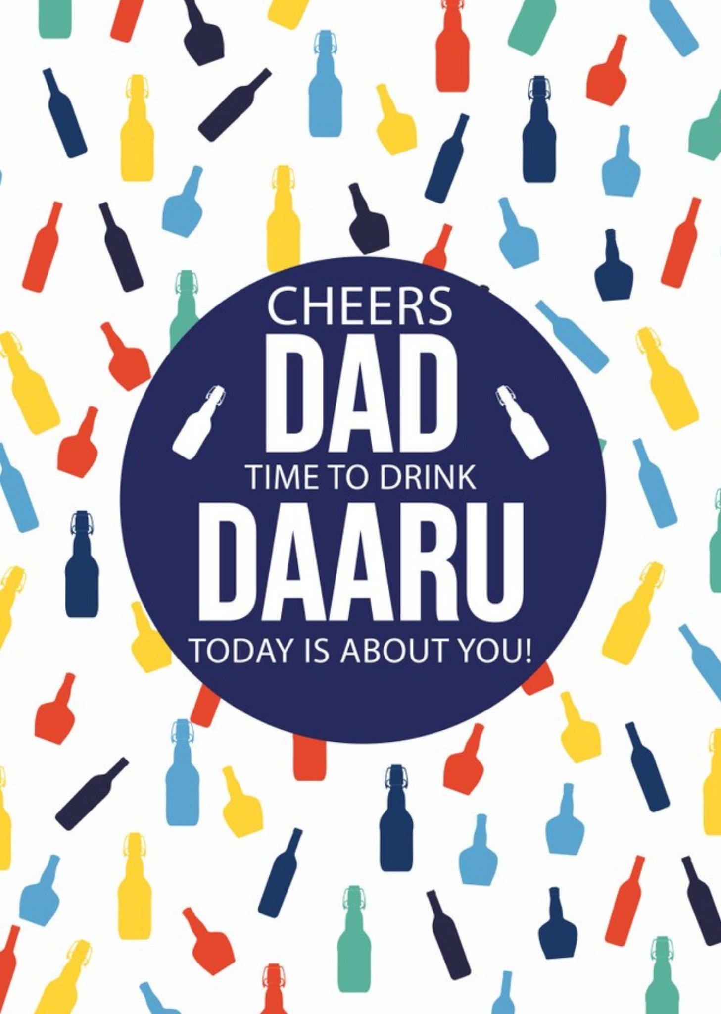 Eastern Print Studio Cheers Dad Time To Drink Daaru Birthday Card, Large