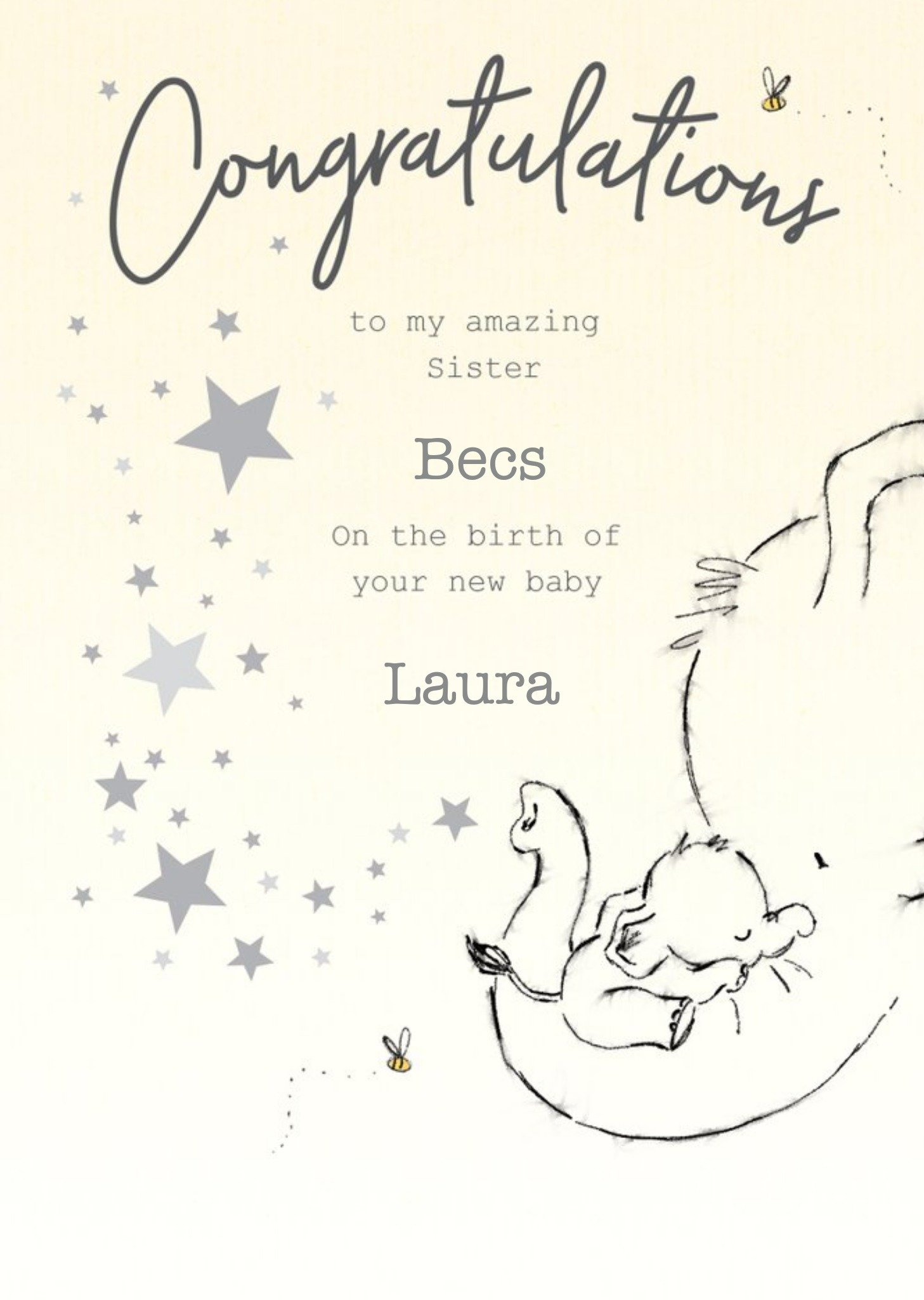 Clintons Illustration Elephant Cute New Baby Card