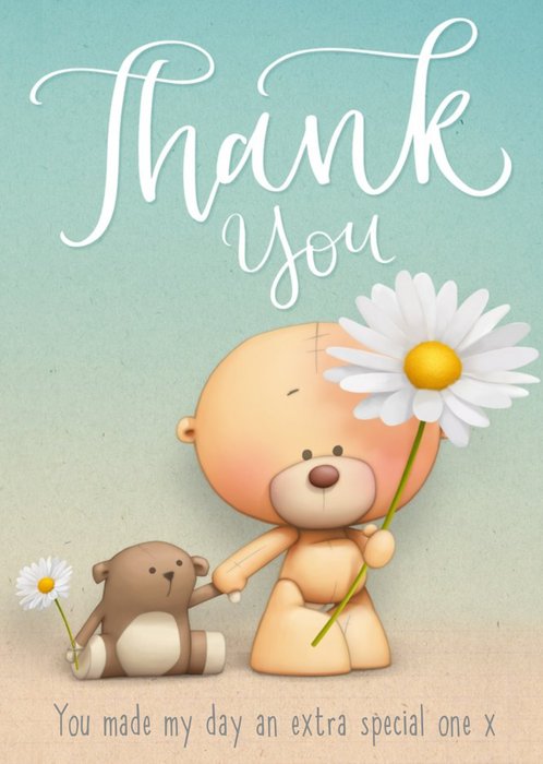 Teddy Bears And Daisies Thank You Card