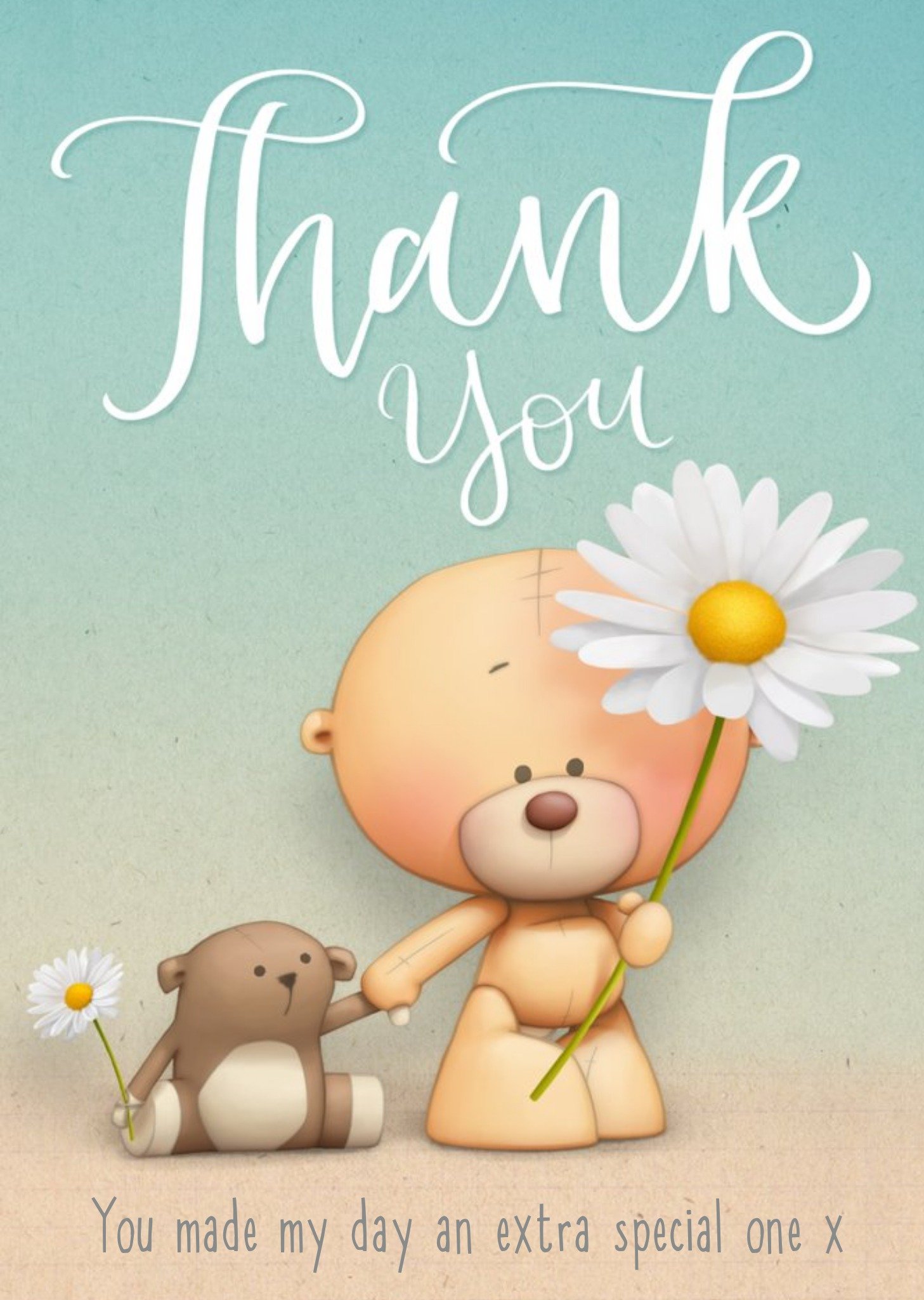Moonpig Teddy Bears And Daisies Thank You Card, Large