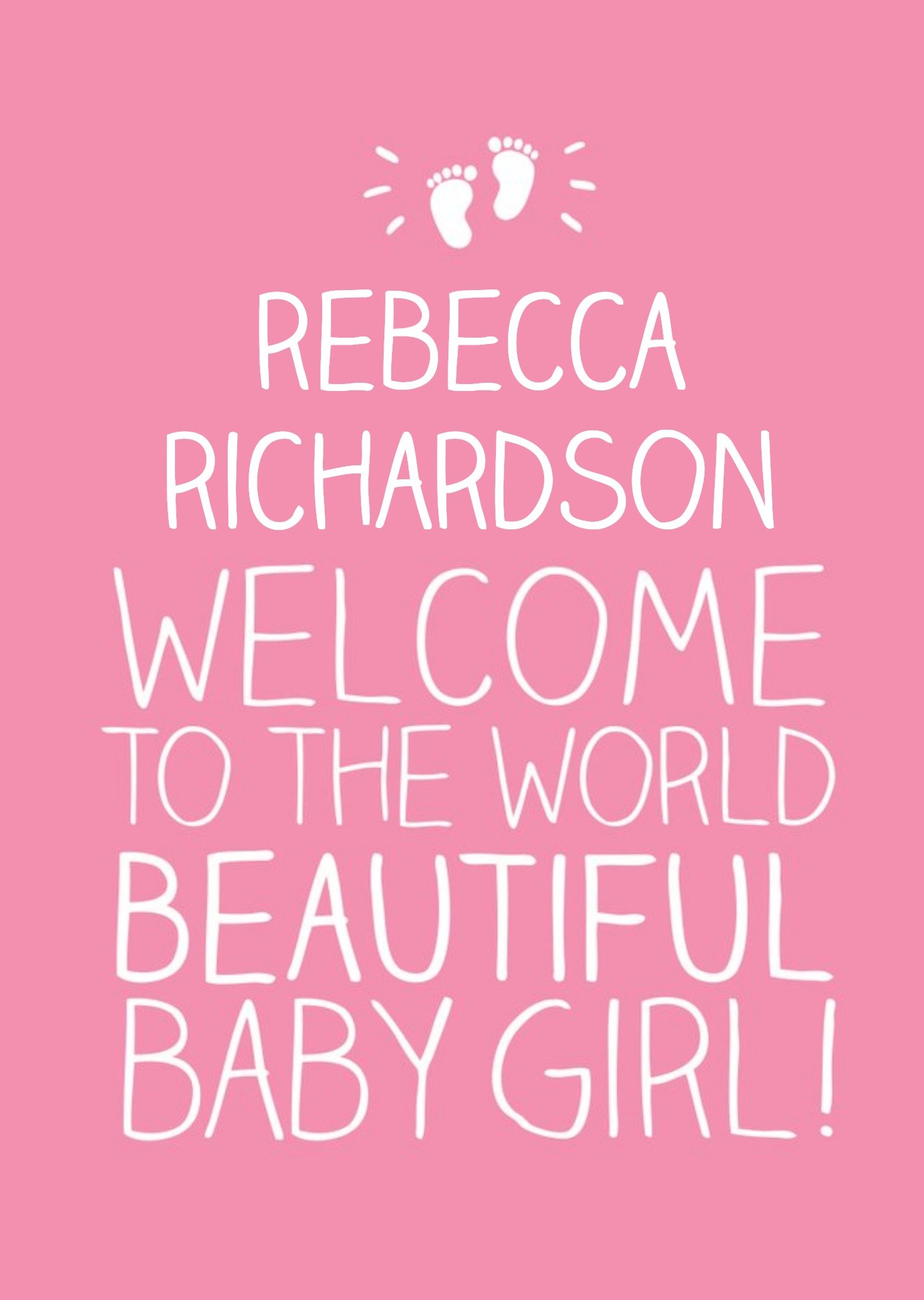 Happy Jackson Baby Footprints Welcome To The World Personalised New Baby Card Ecard