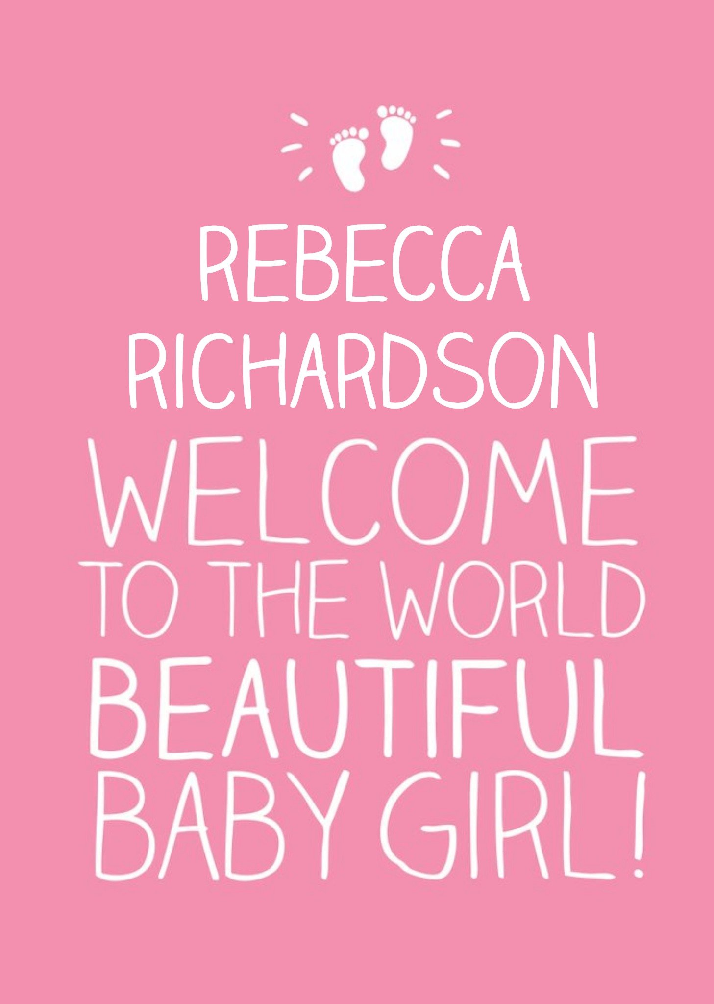 Happy Jackson Baby Footprints Welcome To The World Personalised New Baby Card