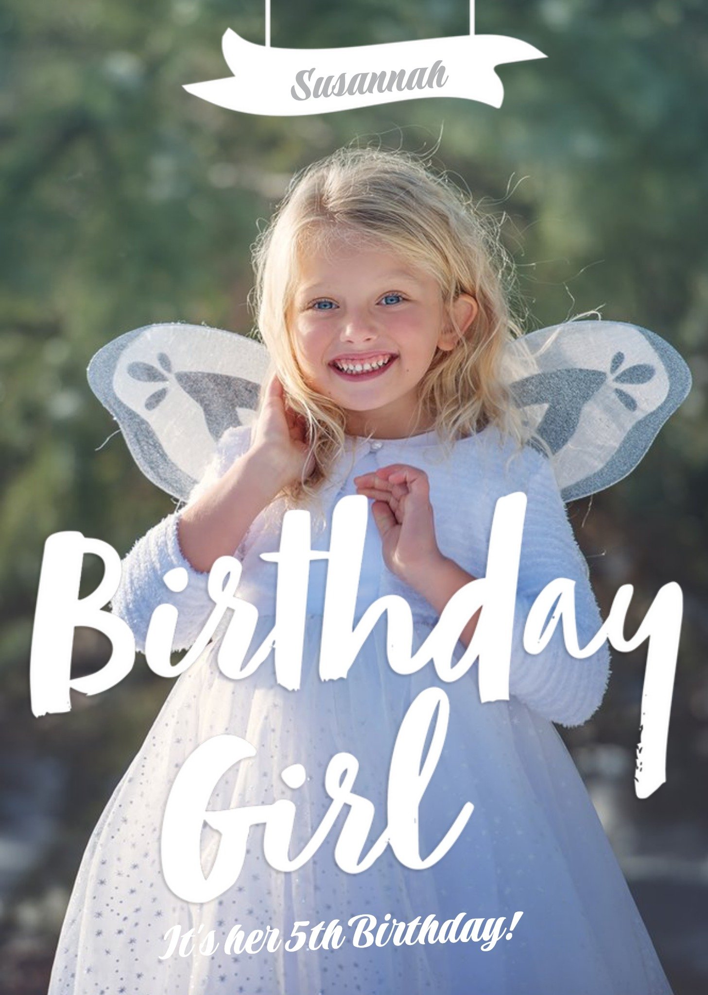 Brush Lettering Photo Upload Birthday Girl Party Invitation Ecard