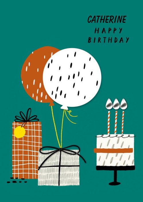 UK Greetings Carlton Cards Balloons Birthday Cake Candles Card