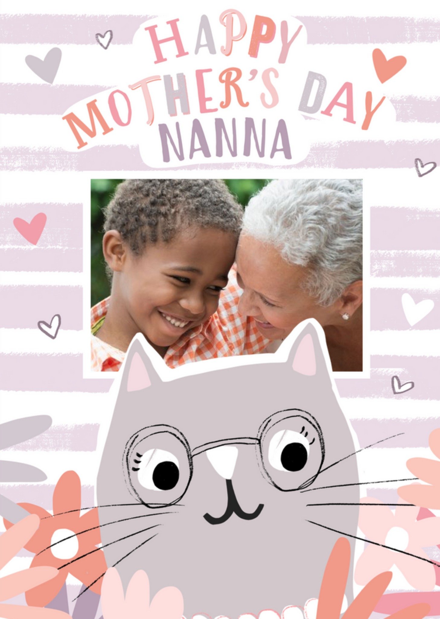 Cute Modern Mother's Day Photo Upload Card For Nanna, Large