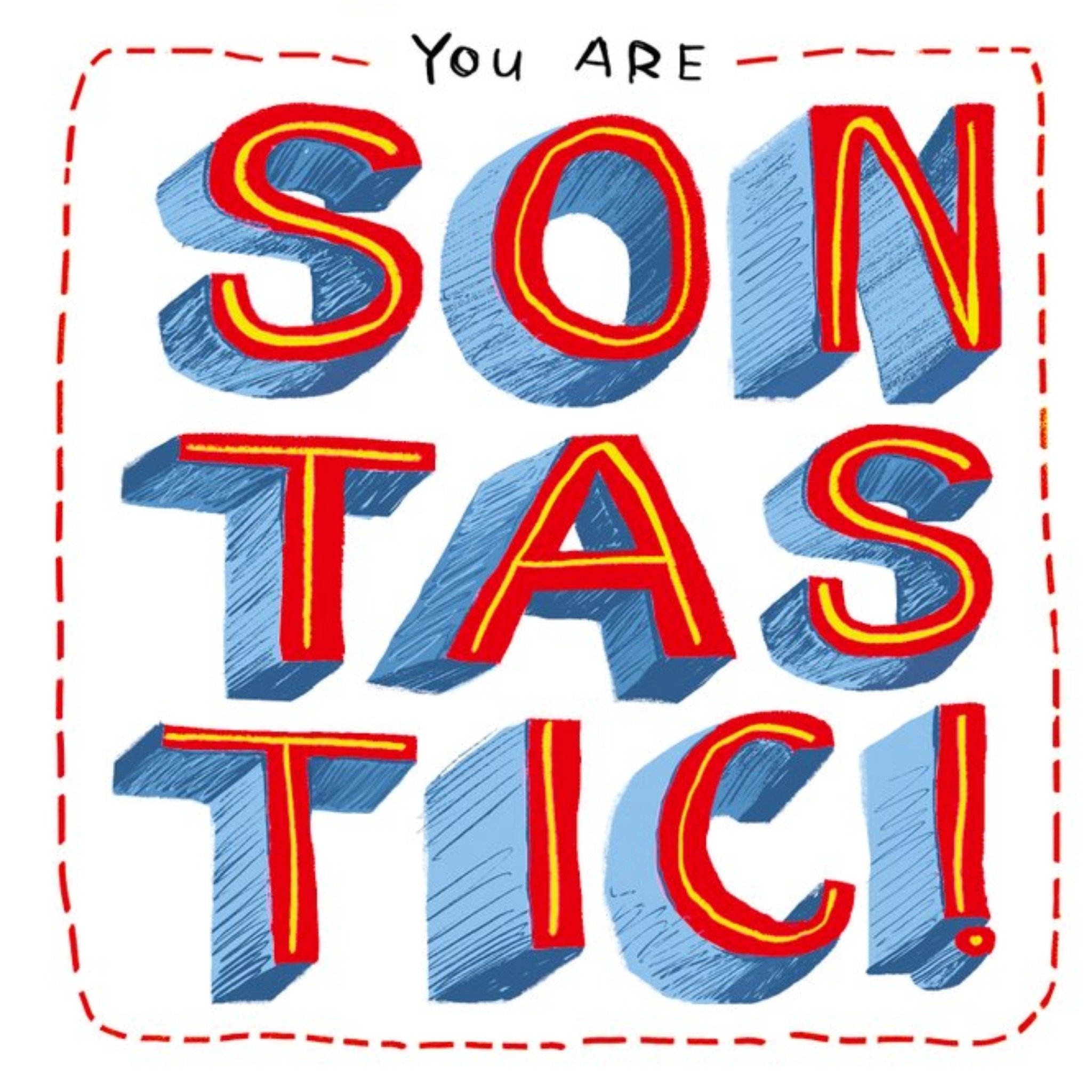 Moonpig Typographical Son-Tas-Tic Birthday Card, Square