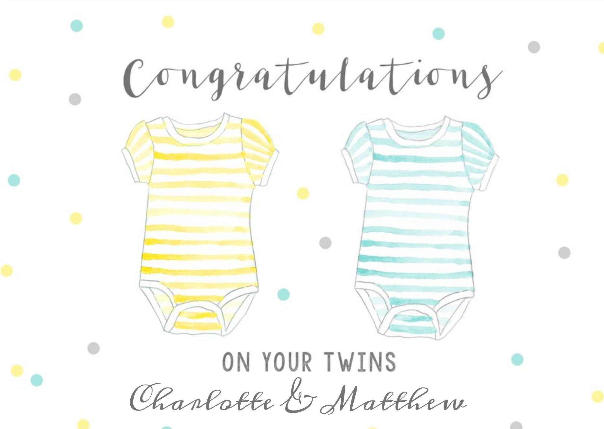 Gender Neutral New Baby Twins Card Ecard