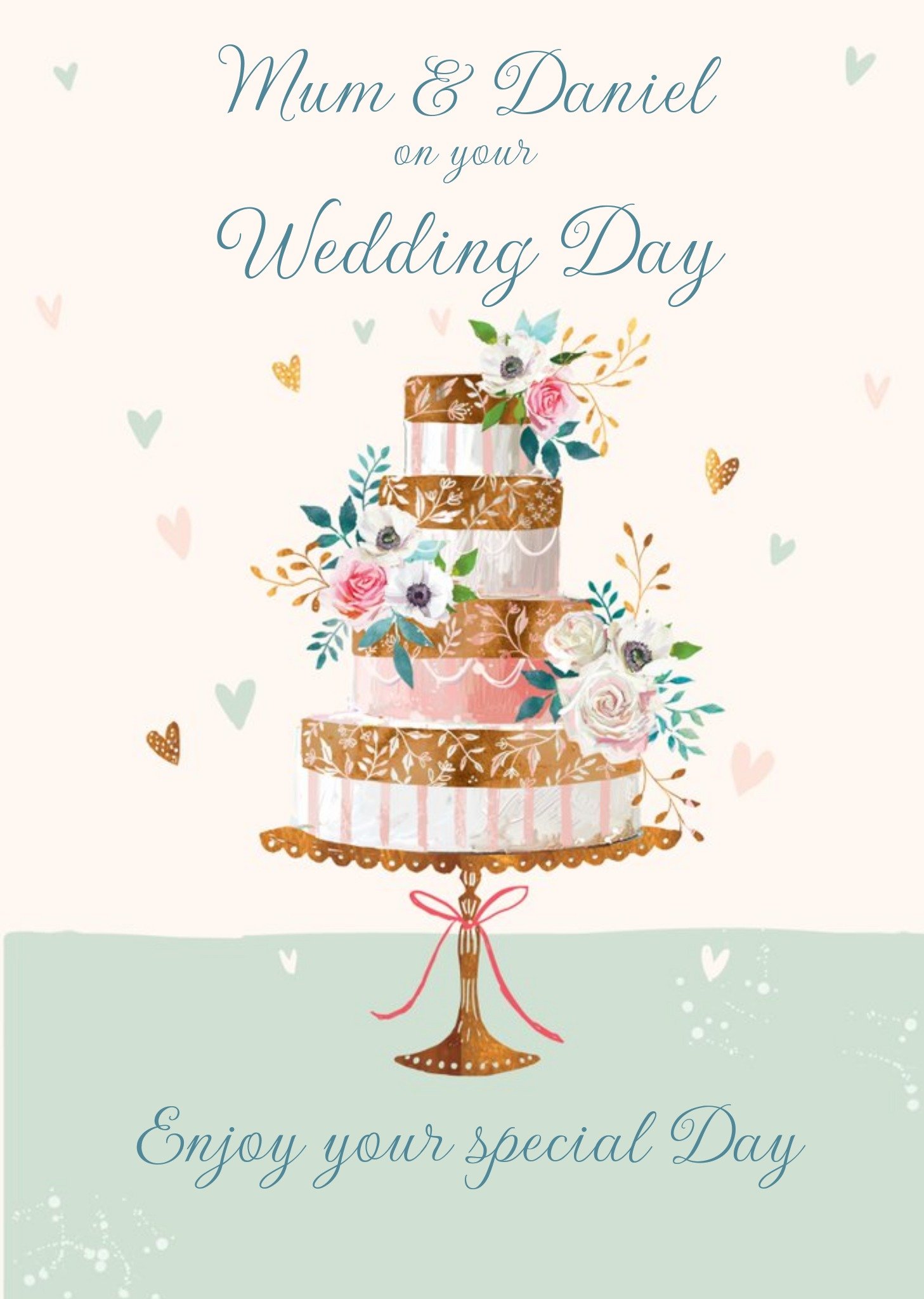 Ling Design Mum And Husband Cake Wedding Card