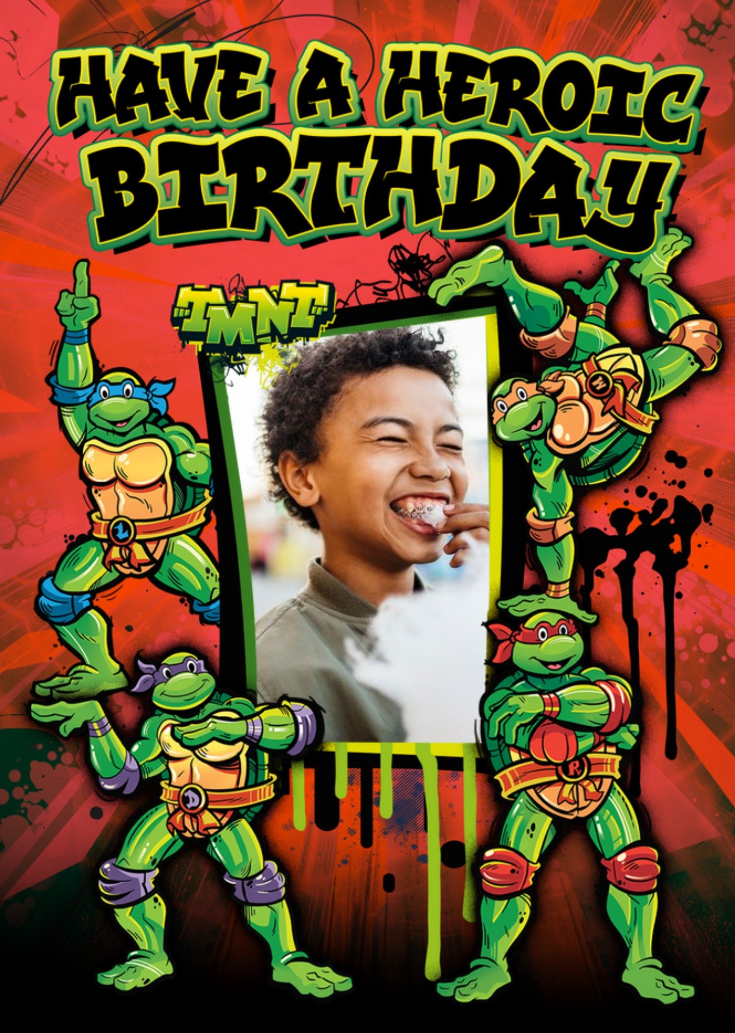 Moonpig Teenage Mutant Ninja Turtles Cartoon Heroic Photo Upload Birthday Card Ecard