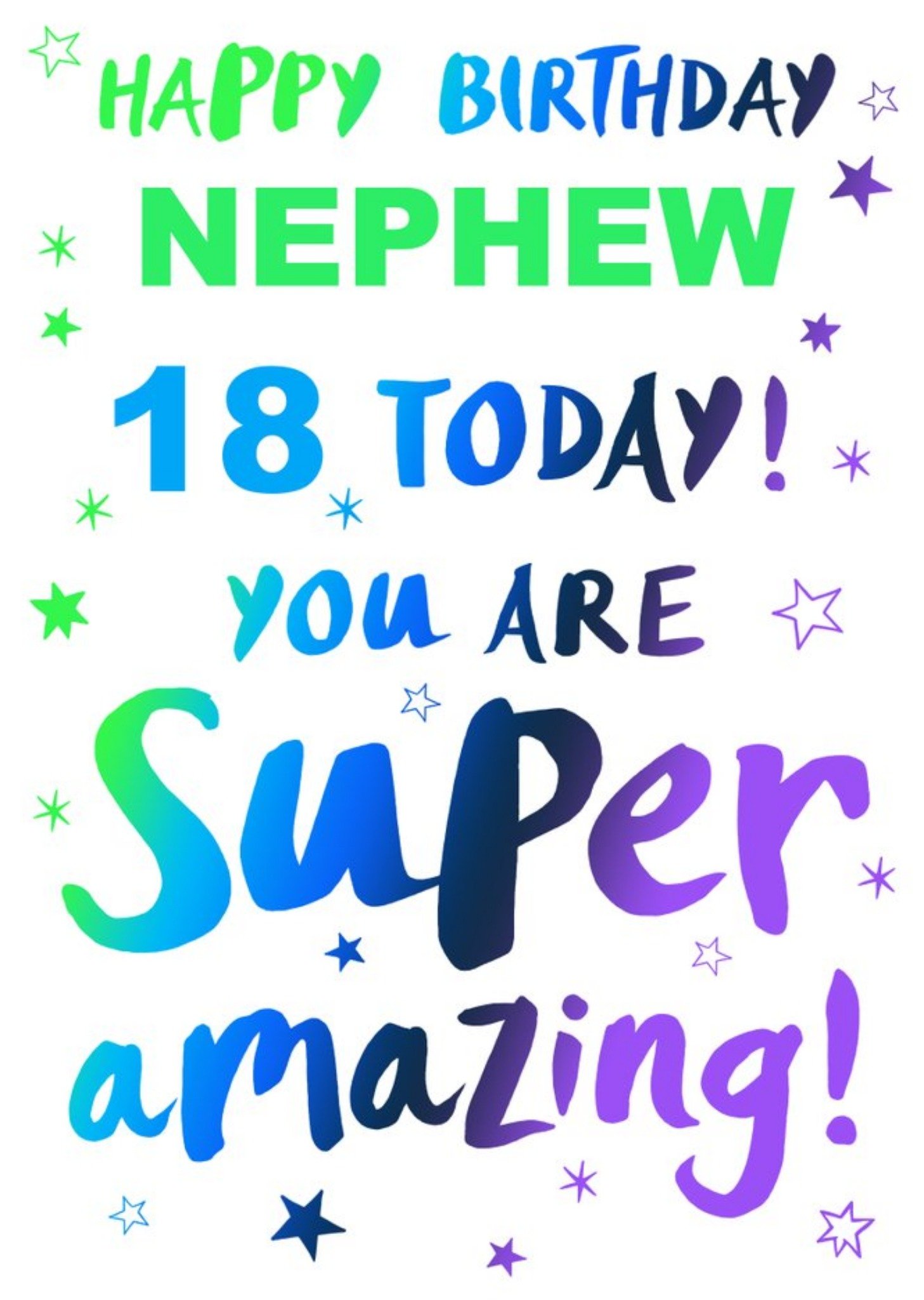 Moonpig Happy Birthday Nephew 18 Today You Are Super Amazing Card, Large