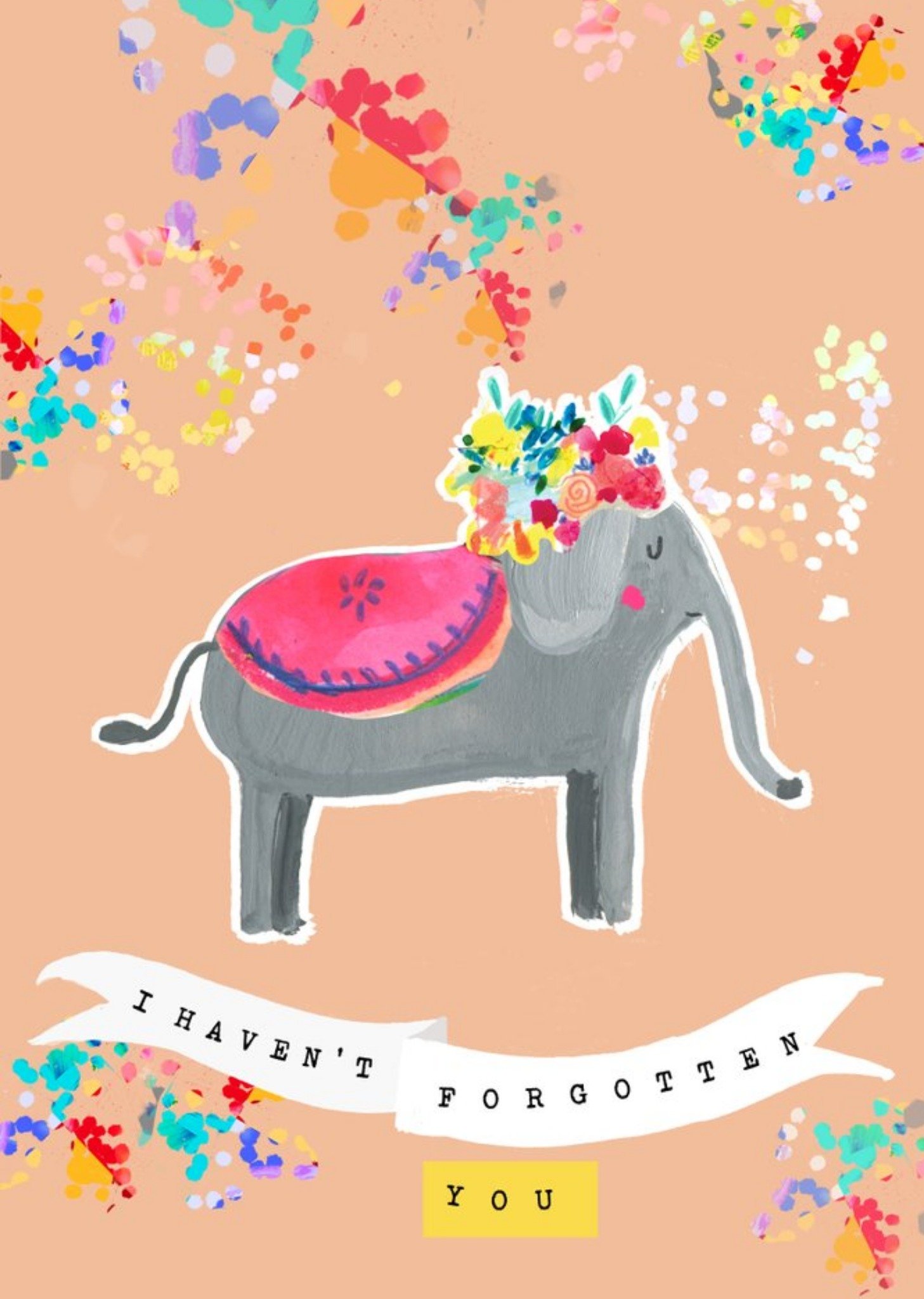 Moonpig I Haven't Forgotten You Elephant Painting Personalised Greetings Card Ecard