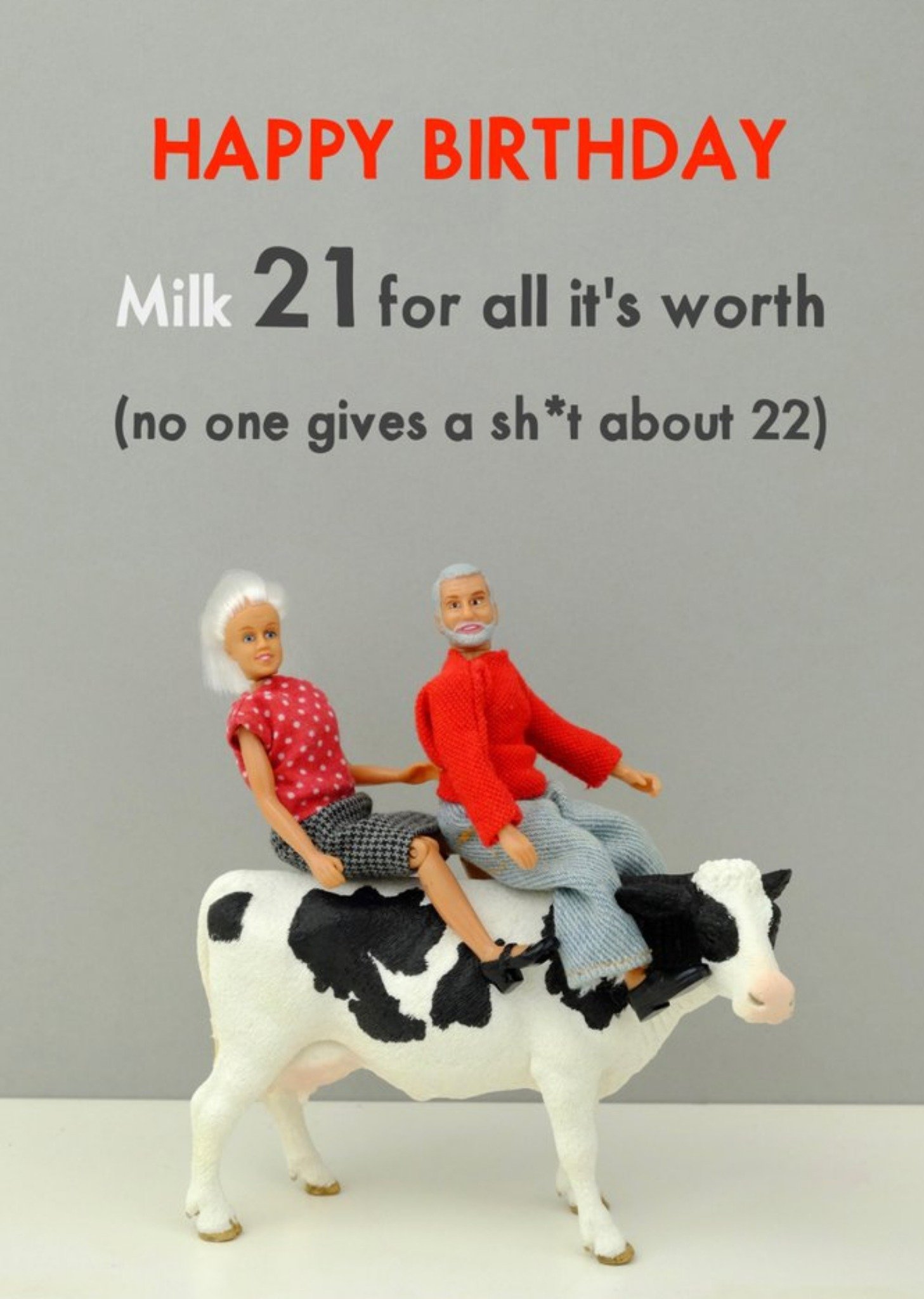Bold And Bright Funny Milk 21 For All Its Worth Card, Large