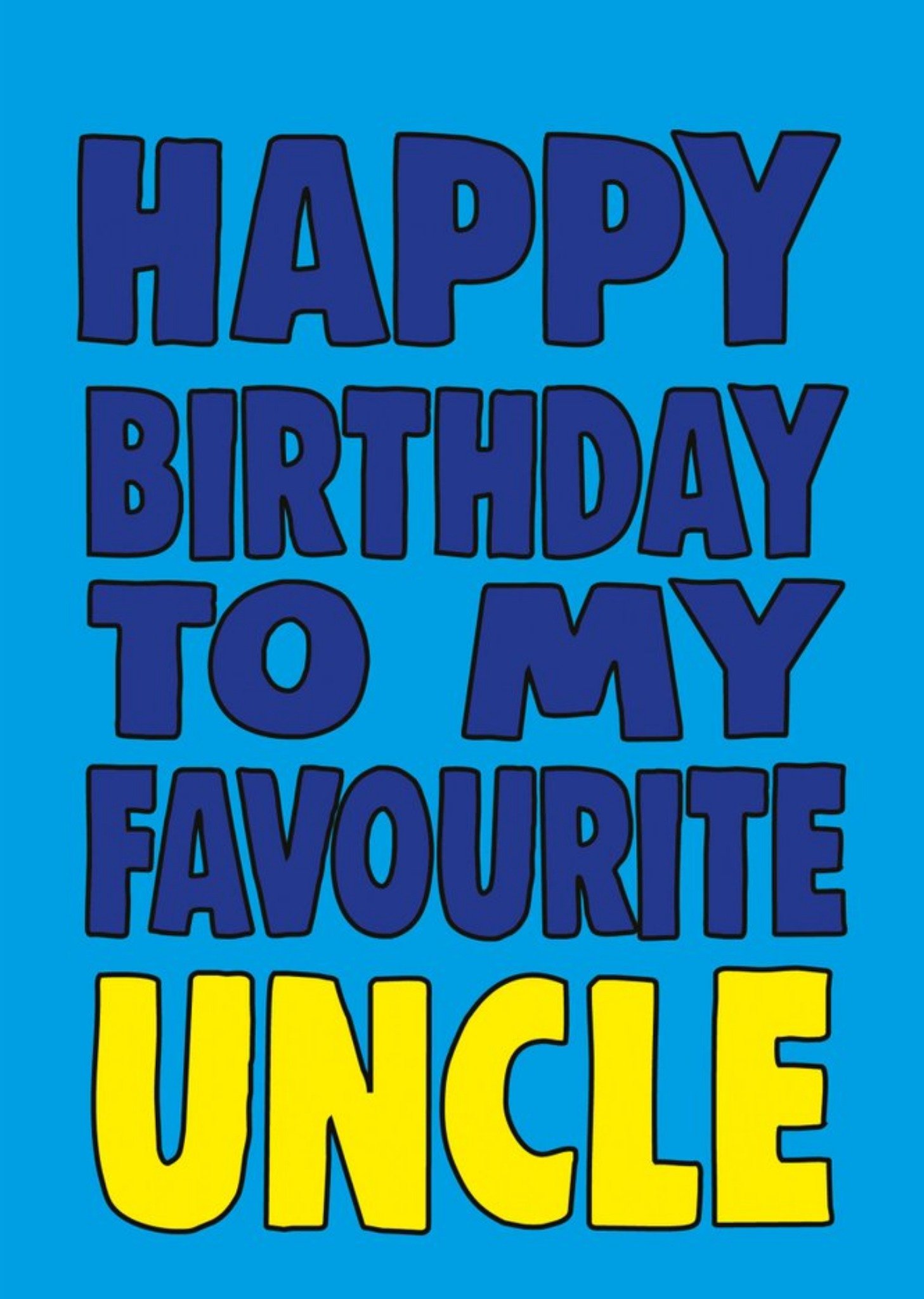 Moonpig Bright Bold Typography Favourite Uncle Birthday Card, Large