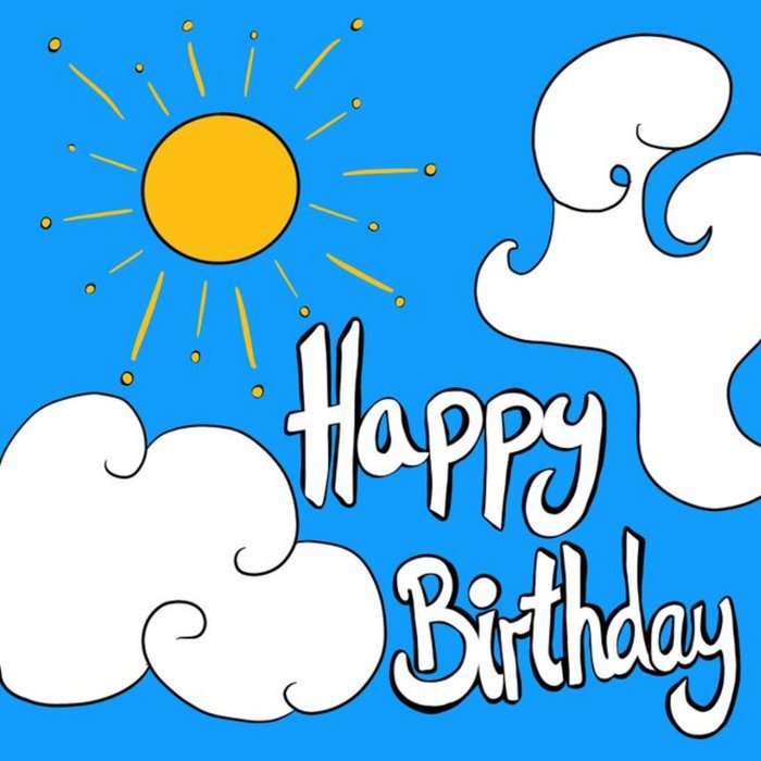 Sun and Clouds Illustration Birthday Card