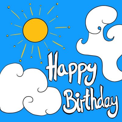 Sun and Clouds Illustration Birthday Card