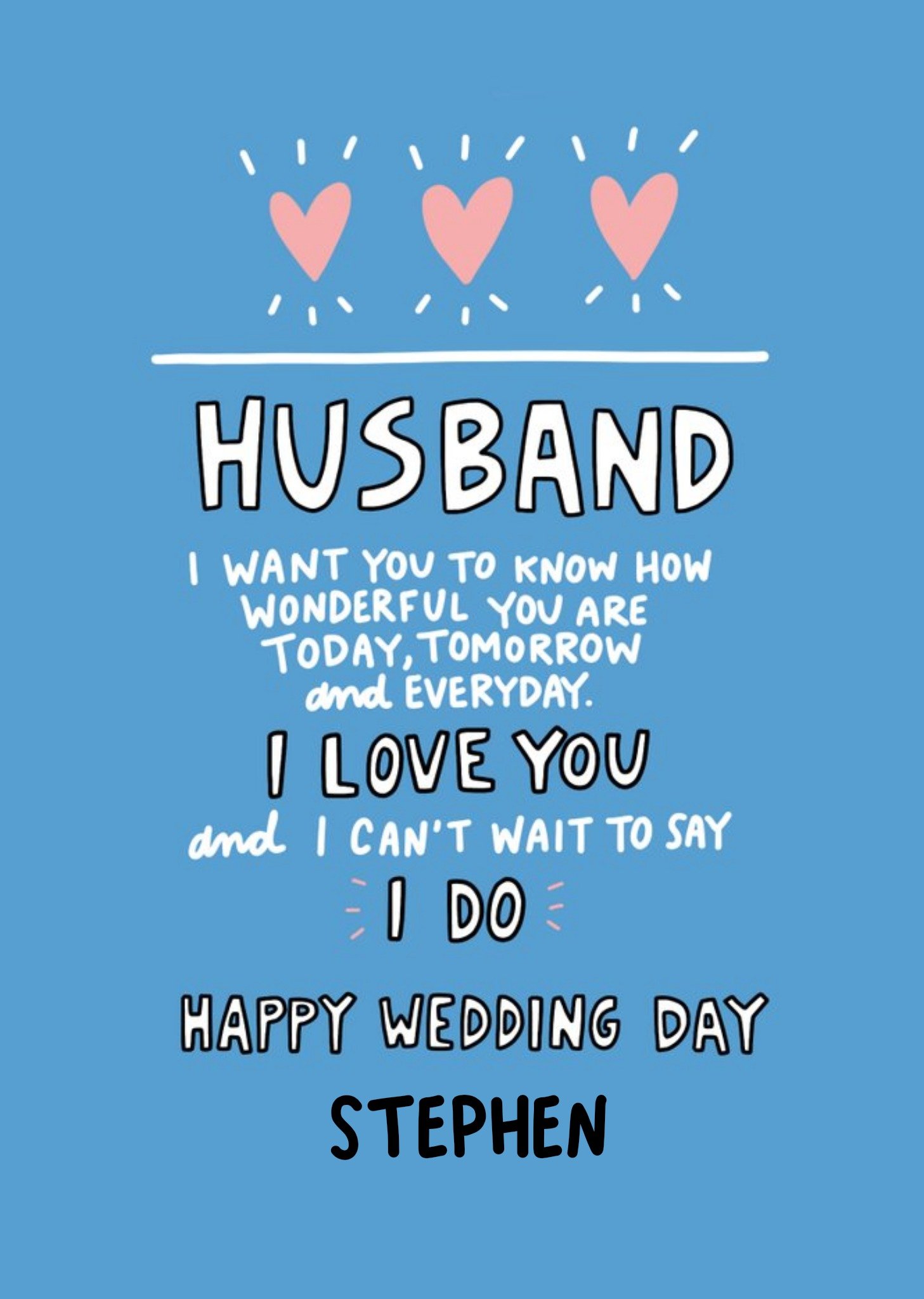Moonpig Husband Wedding Card Sentimental Verse Can't Wait To Say I Do., Large
