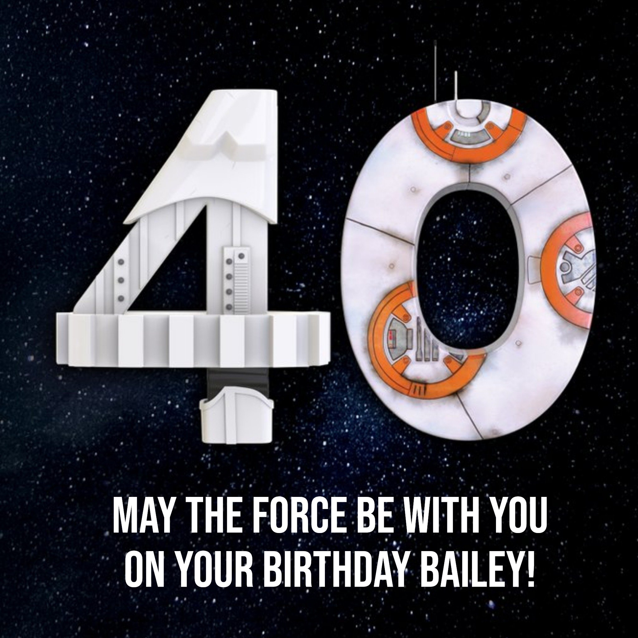 Disney Star Wars May the Force Be With You 40th Birthday Card, Square