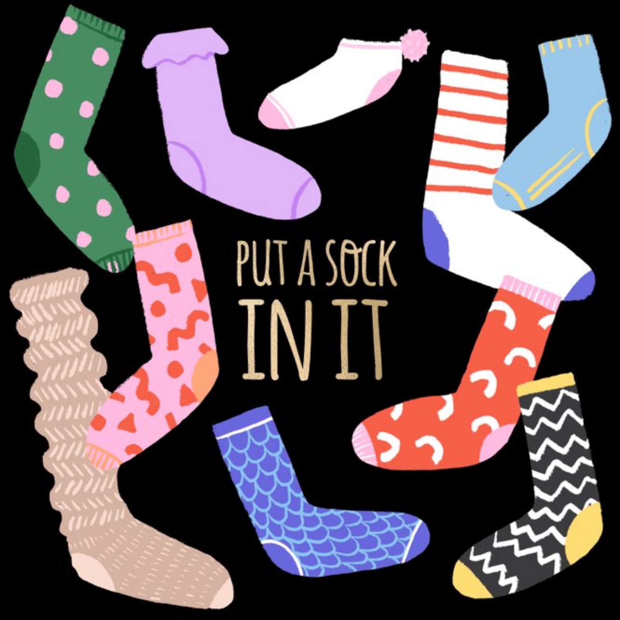 Brook Gossen Illustrated Socks Cheeky Put A Sock In It Card, Square