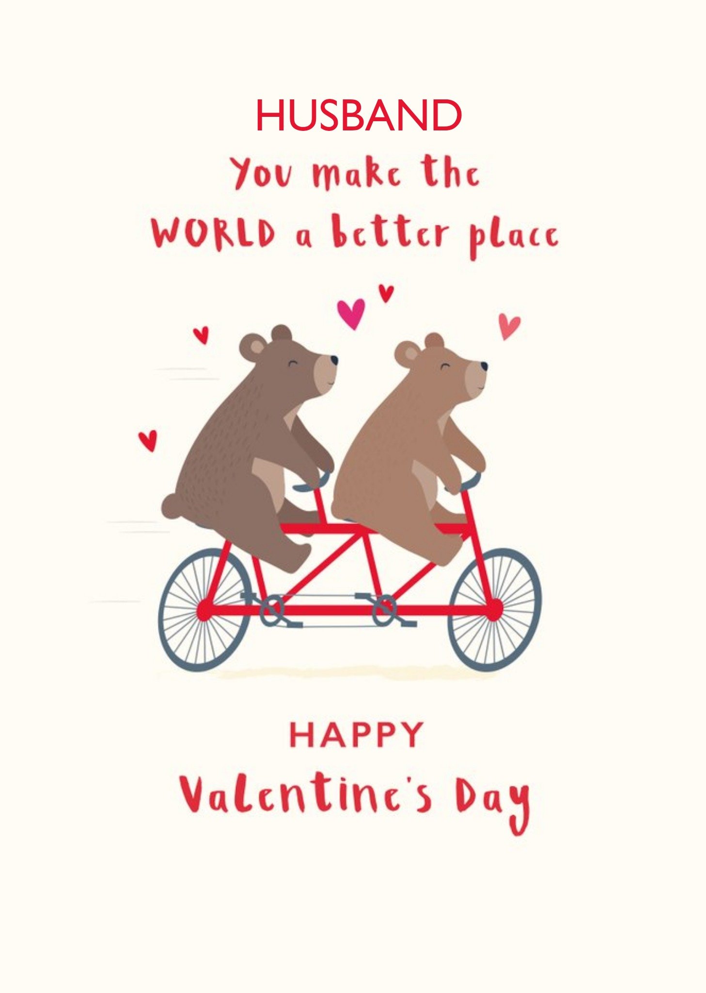 Moonpig Cute Illustration Of A Pair Of Bears Riding A Tandem Bike Valentine's Day Card Ecard