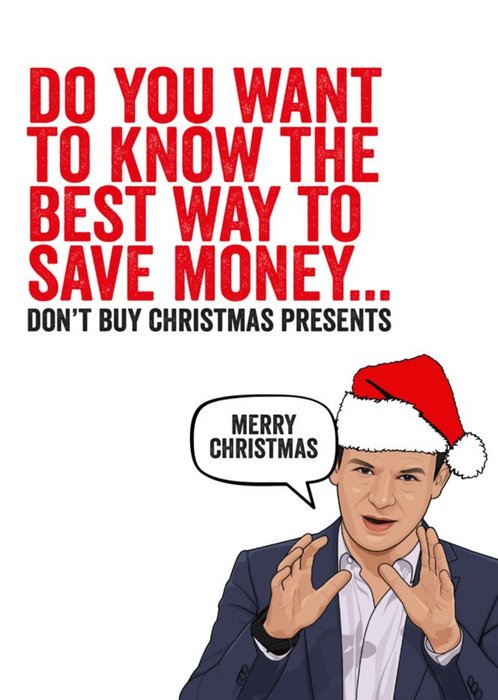 Illustration Of A Famous Financial Journalist And Broadcaster Funny Christmas Card