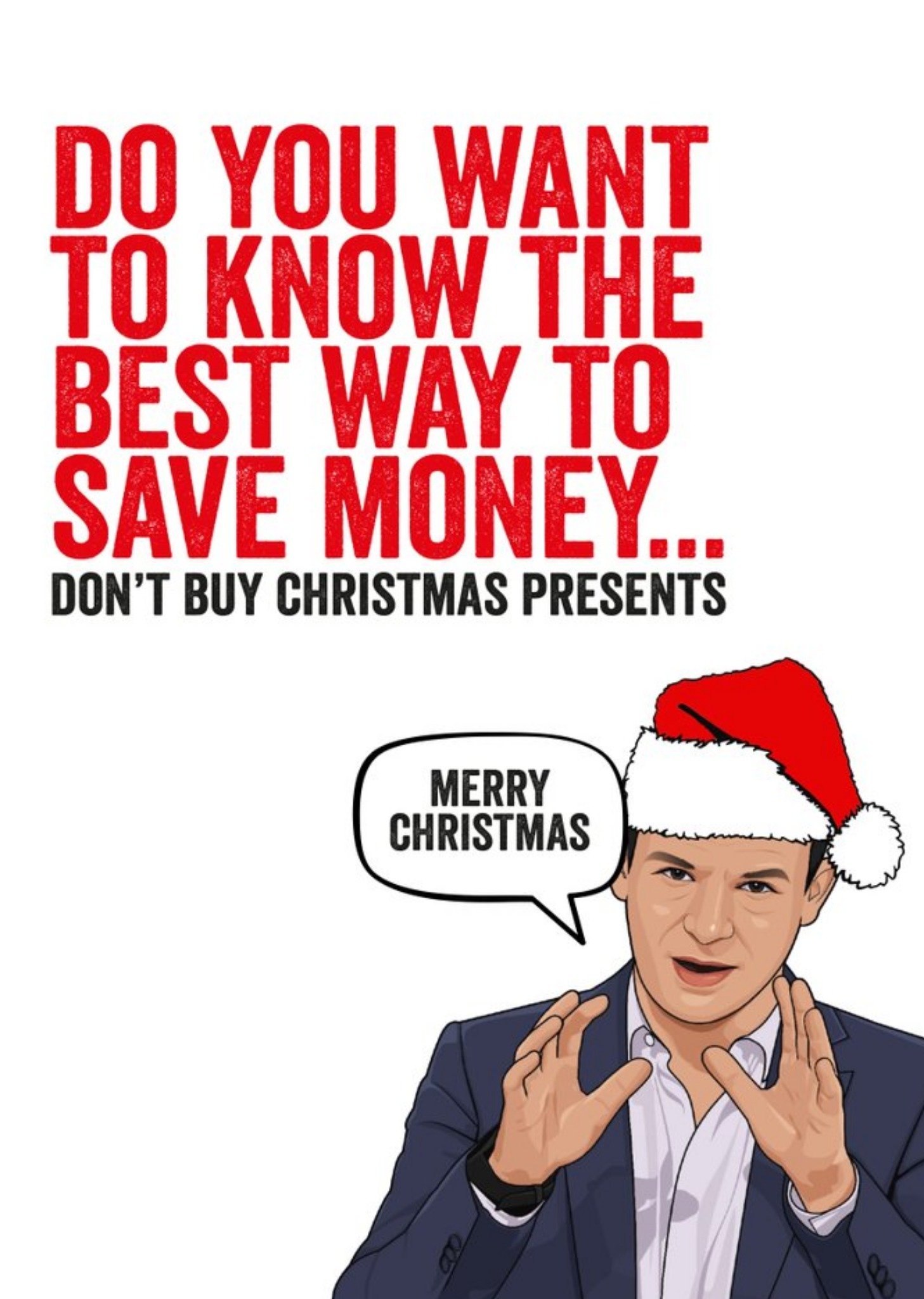 Illustration Of A Famous Financial Journalist And Broadcaster Funny Christmas Card