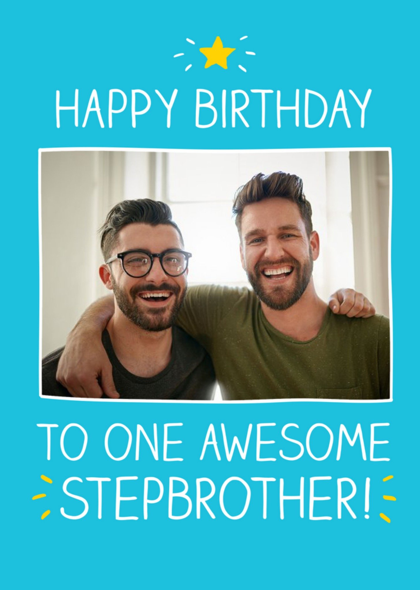Happy Jackson To One Awesome Stepbrother Personalised Photo Birthday Card, Large