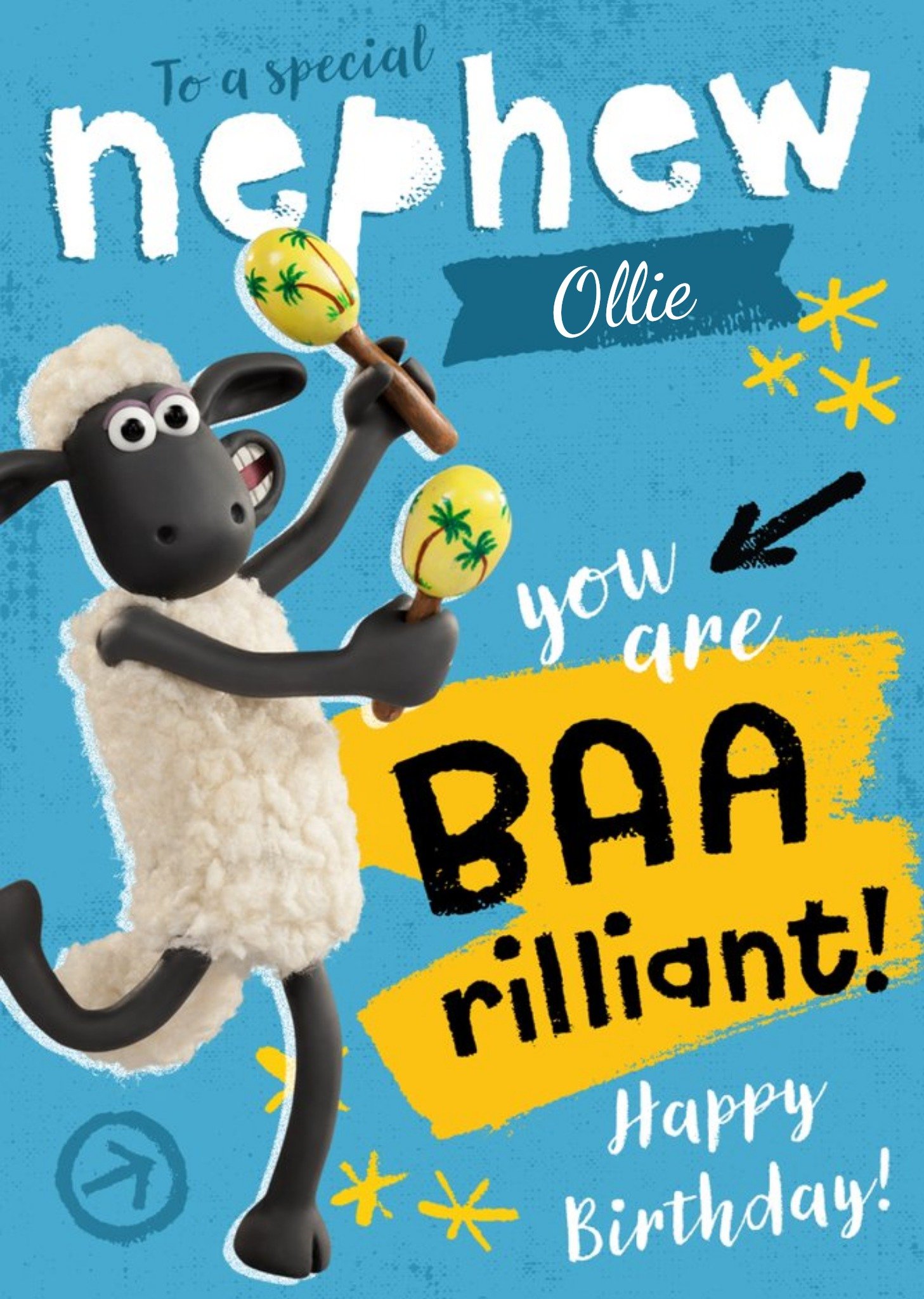 Wallace And Gromit Shaun The Sheep Special Nephew Baa-Rilliant Birthday Card, Large
