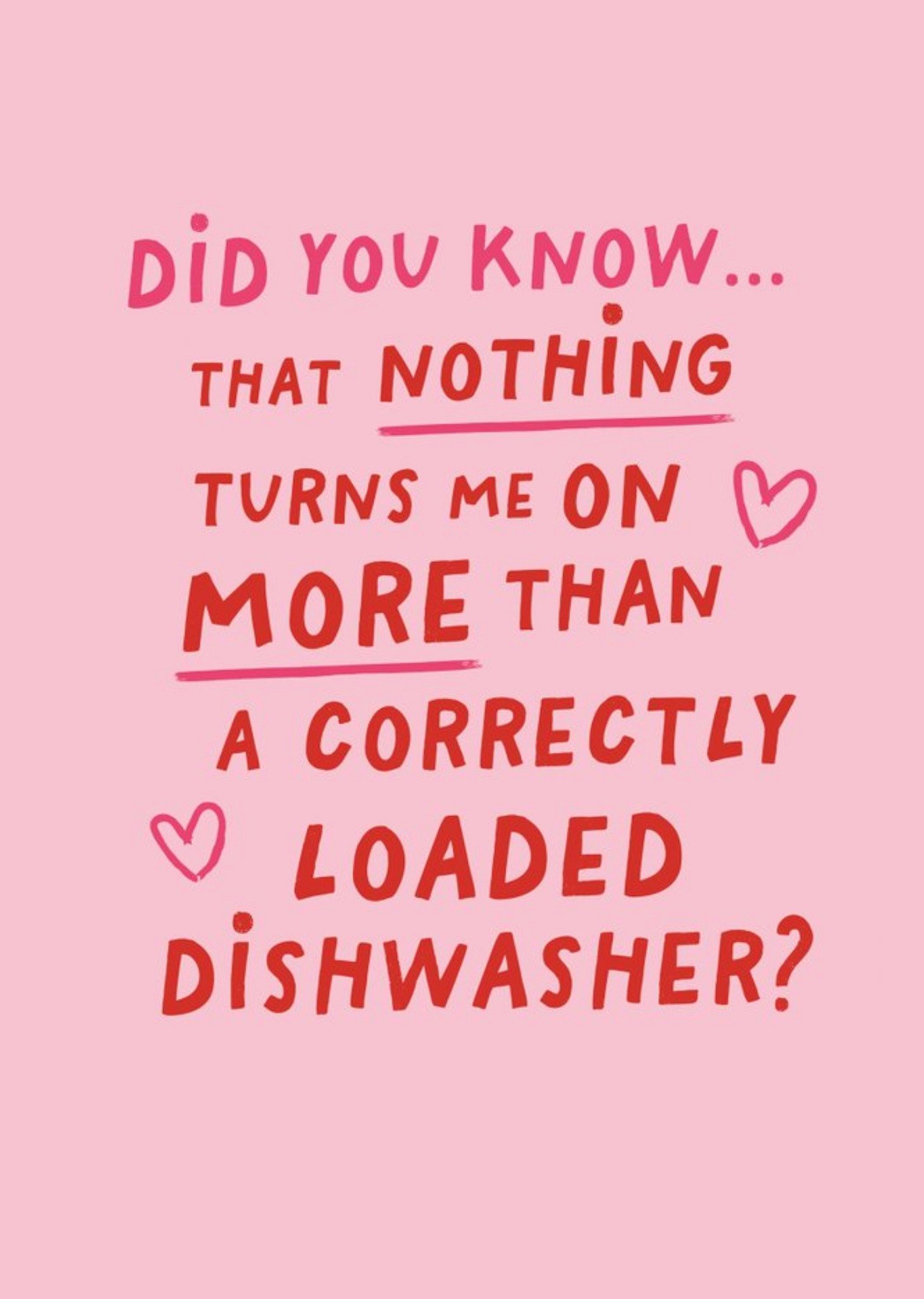 Moonpig Funny Typographic Nothing Turns Me On More Than A Correctly Loaded Dishwasher Valentine's Da