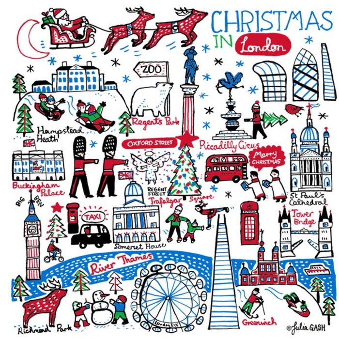 Illustrated Christmas In London Card