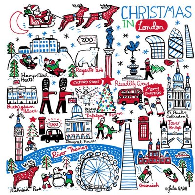 Illustrated Christmas In London Card