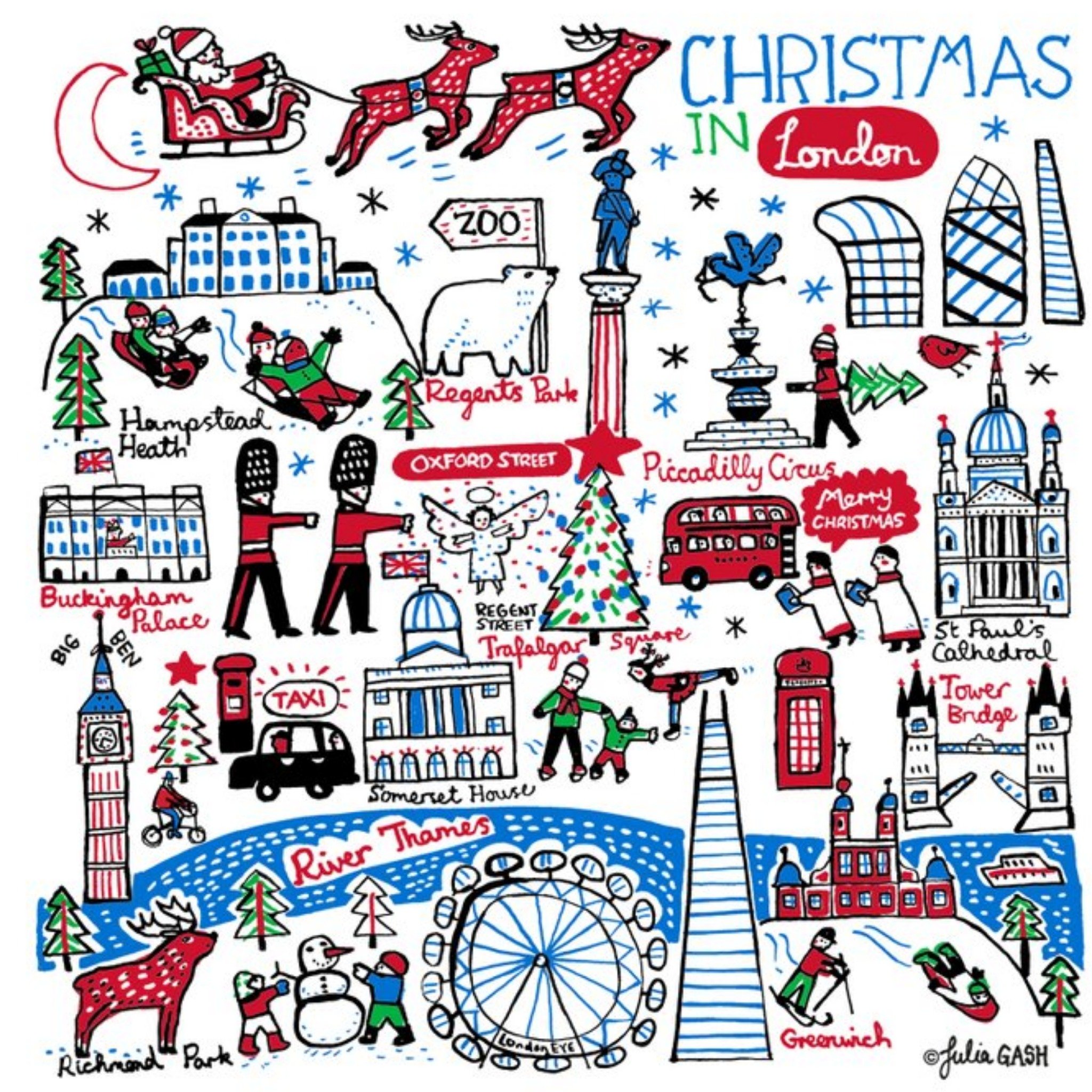 Illustrated Christmas In London Card, Square