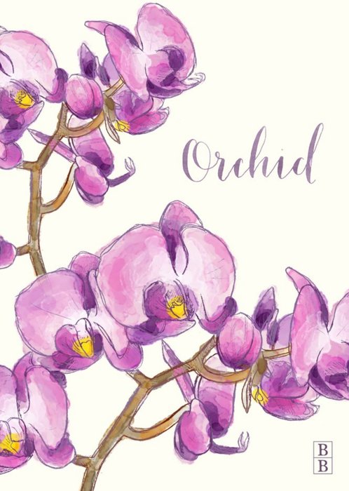 Pretty Purple Orchid Flowers Personalised Card